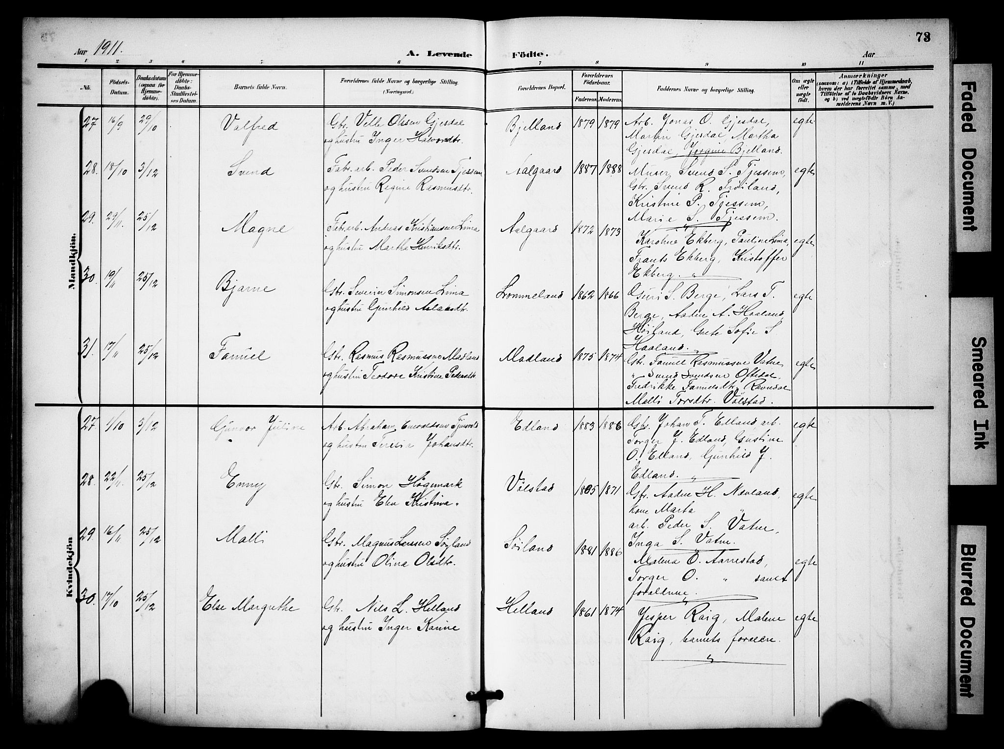 Lye sokneprestkontor, AV/SAST-A-101794/001/30BB/L0009: Parish register (copy) no. B 9, 1902-1923, p. 73