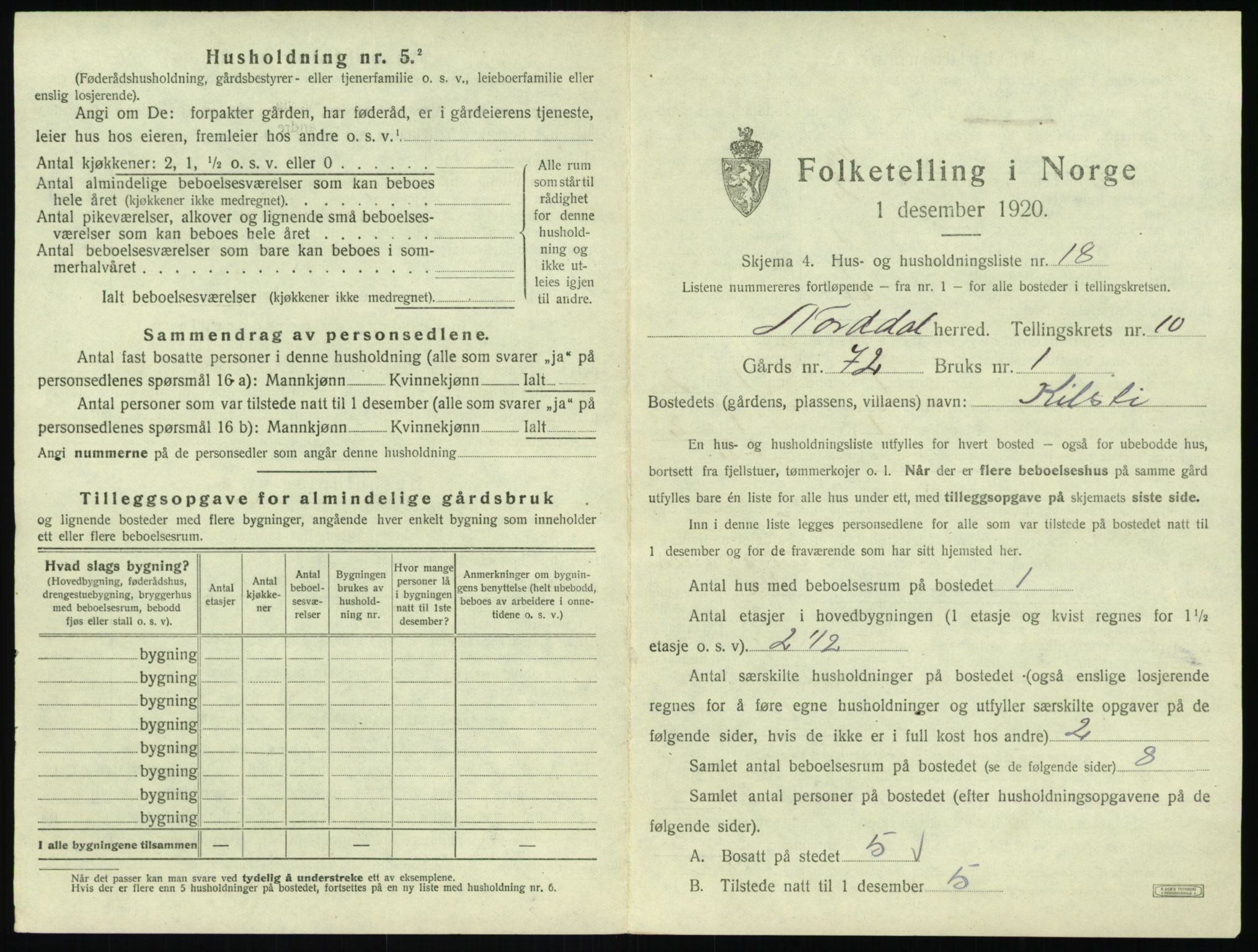 SAT, 1920 census for Norddal, 1920, p. 849