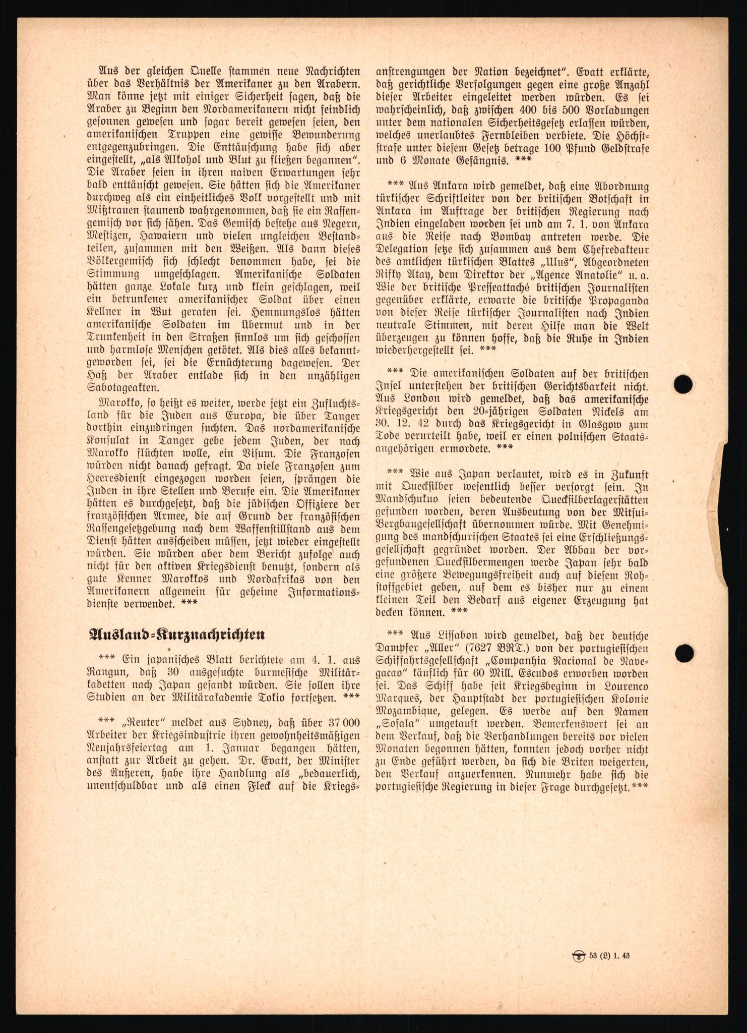 Forsvarets Overkommando. 2 kontor. Arkiv 11.4. Spredte tyske arkivsaker, AV/RA-RAFA-7031/D/Dar/Dara/L0021: Nachrichten des OKW, 1943-1945, p. 5