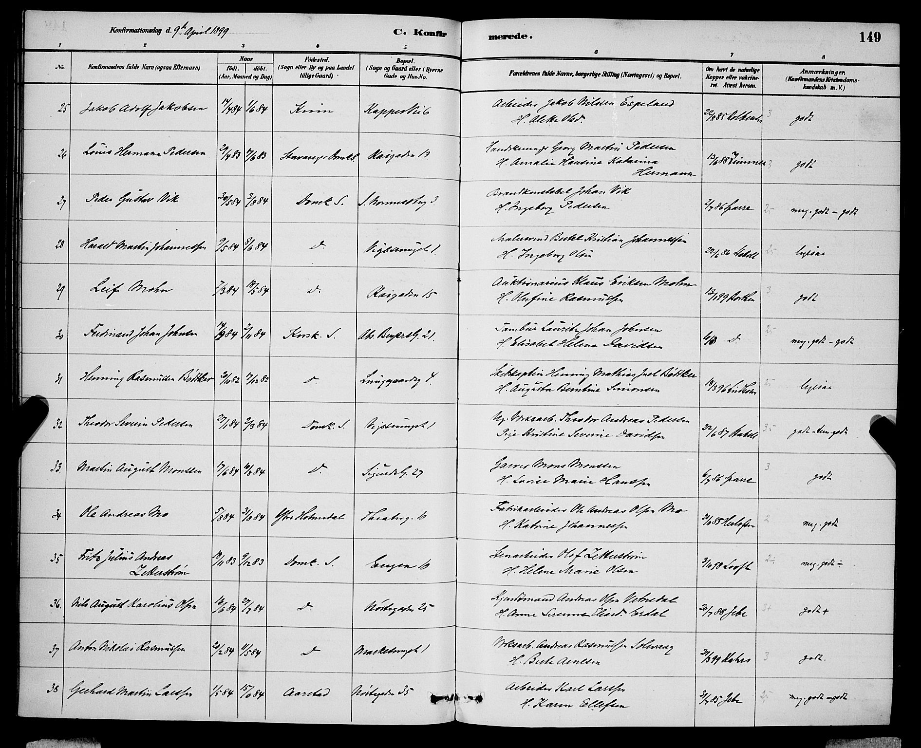 Domkirken sokneprestembete, AV/SAB-A-74801/H/Hab/L0024: Parish register (copy) no. C 4, 1880-1899, p. 149