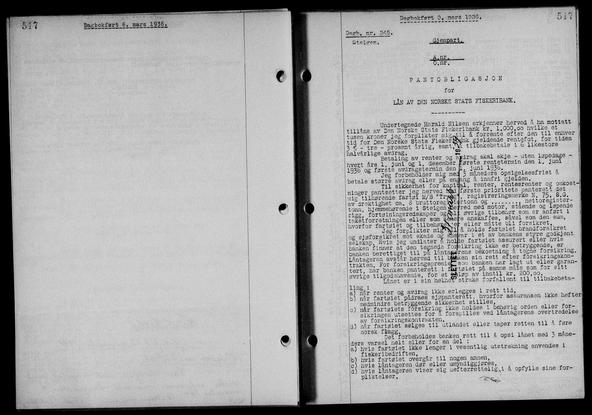 Steigen og Ofoten sorenskriveri, SAT/A-0030/1/2/2C/L0026: Mortgage book no. 30, 1935-1936, Deed date: 09.03.1936
