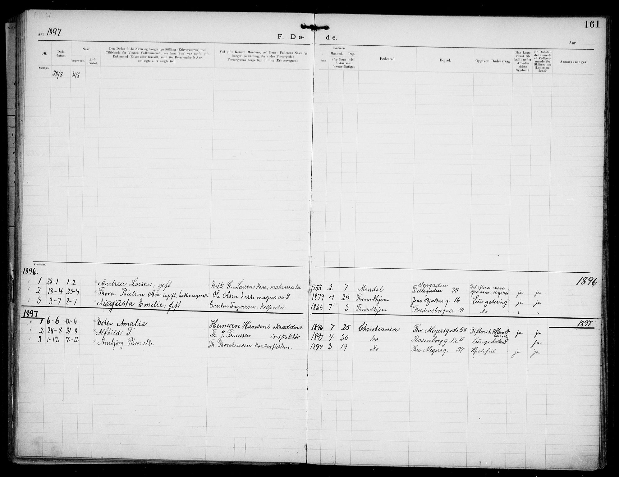 Den katolsk apostoliske menighet i Oslo , AV/SAO-PAO-0214/F/Fa/L0002: Dissenter register no. 2, 1892-1937, p. 161