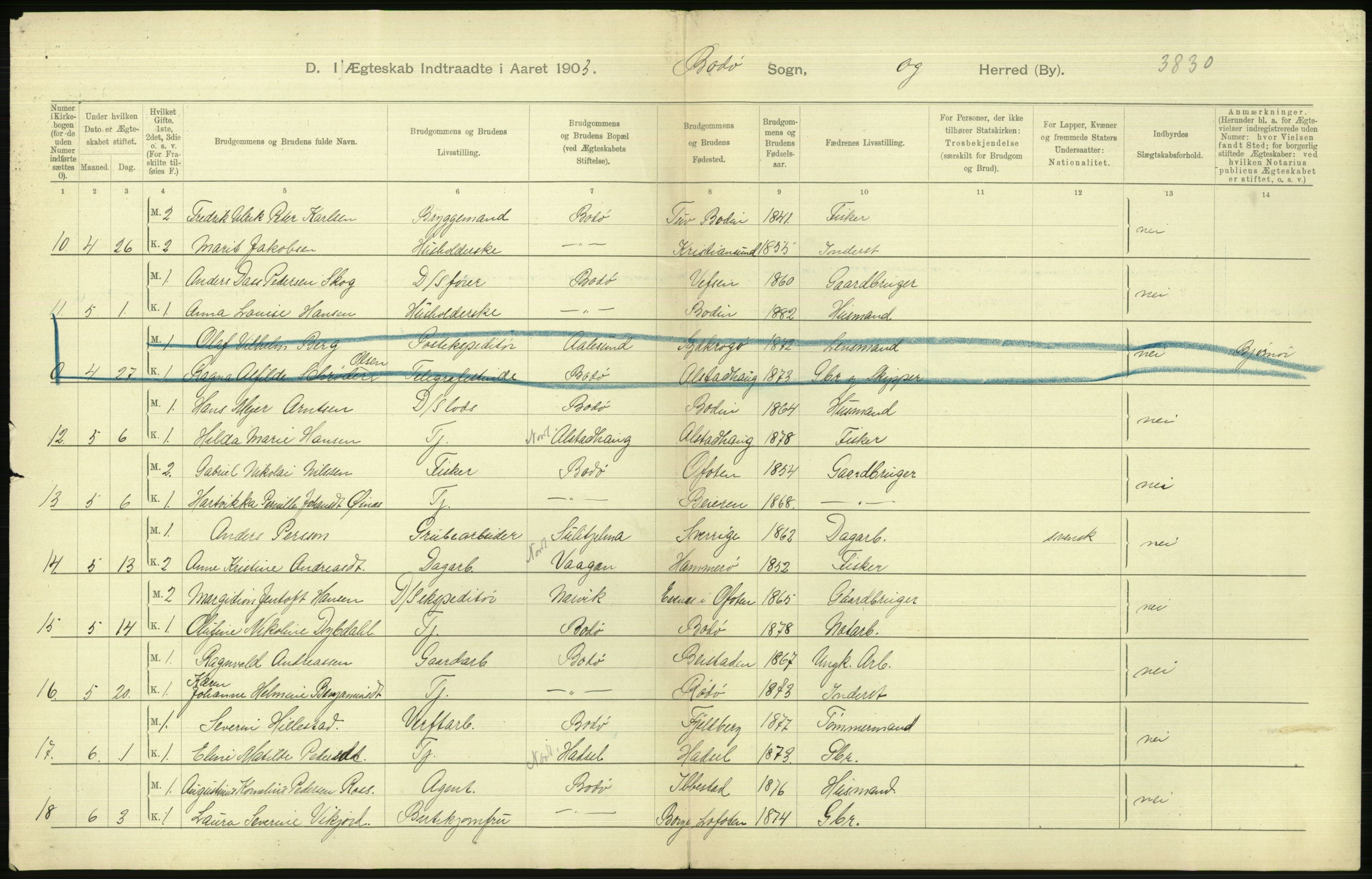 Statistisk sentralbyrå, Sosiodemografiske emner, Befolkning, AV/RA-S-2228/D/Df/Dfa/Dfaa/L0019: Nordlands amt: Fødte, gifte, døde., 1903, p. 220