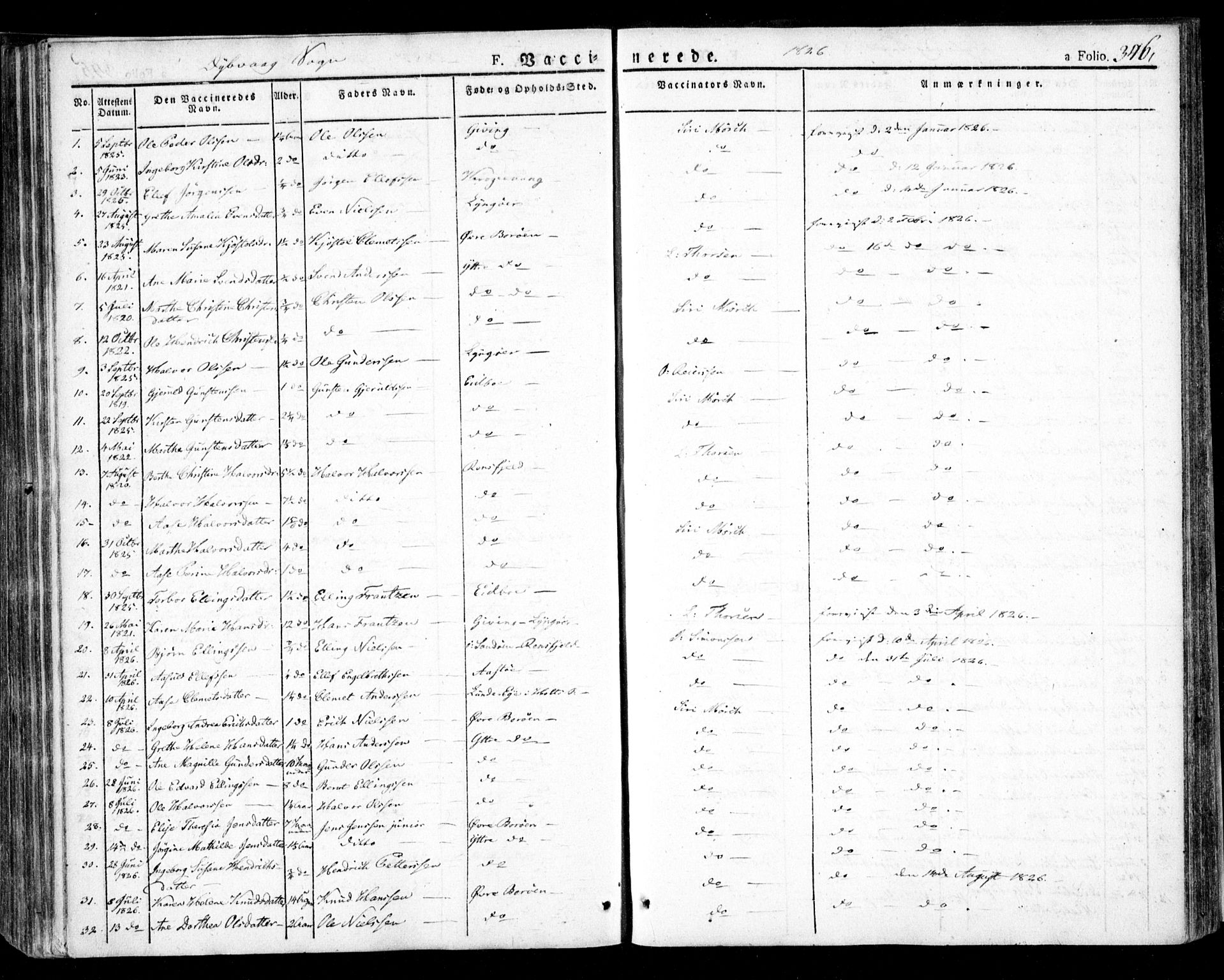 Dypvåg sokneprestkontor, SAK/1111-0007/F/Fa/Faa/L0004: Parish register (official) no. A 4, 1824-1840, p. 346