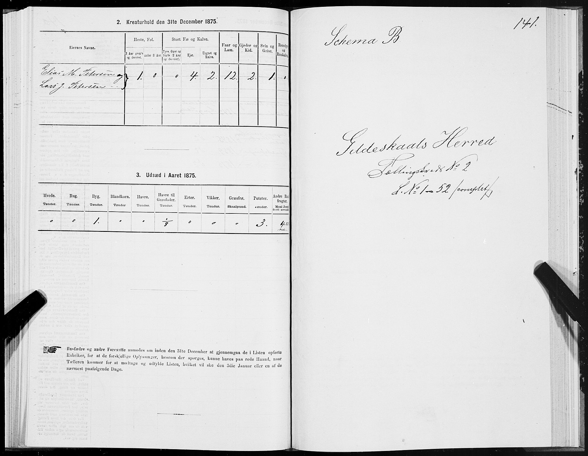 SAT, 1875 census for 1838P Gildeskål, 1875, p. 1141