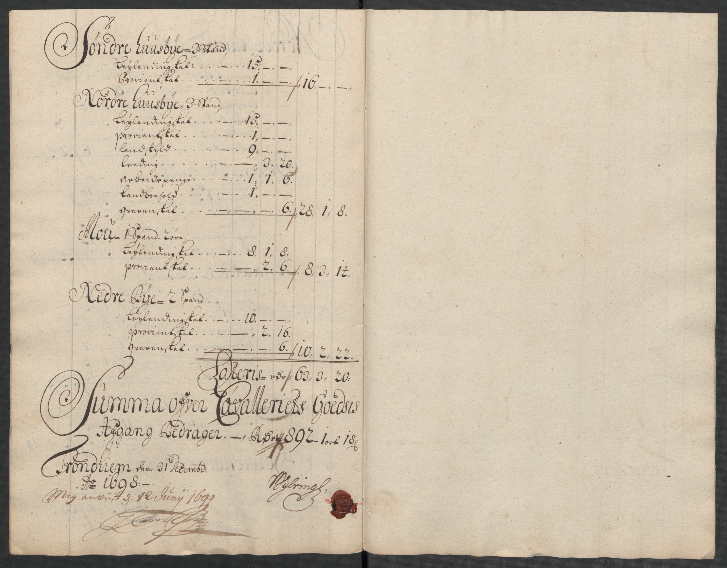 Rentekammeret inntil 1814, Reviderte regnskaper, Fogderegnskap, AV/RA-EA-4092/R61/L4107: Fogderegnskap Strinda og Selbu, 1698-1700, p. 150