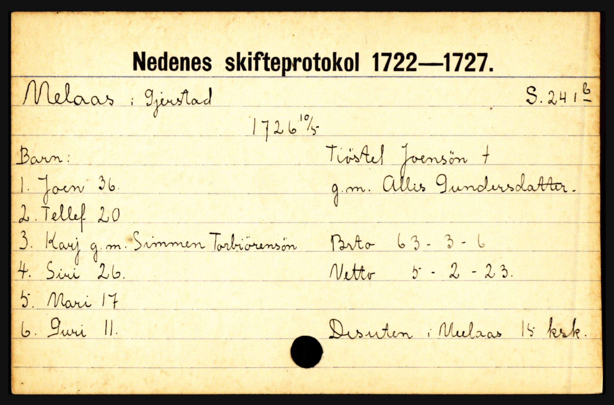 Nedenes sorenskriveri før 1824, AV/SAK-1221-0007/H, p. 19447