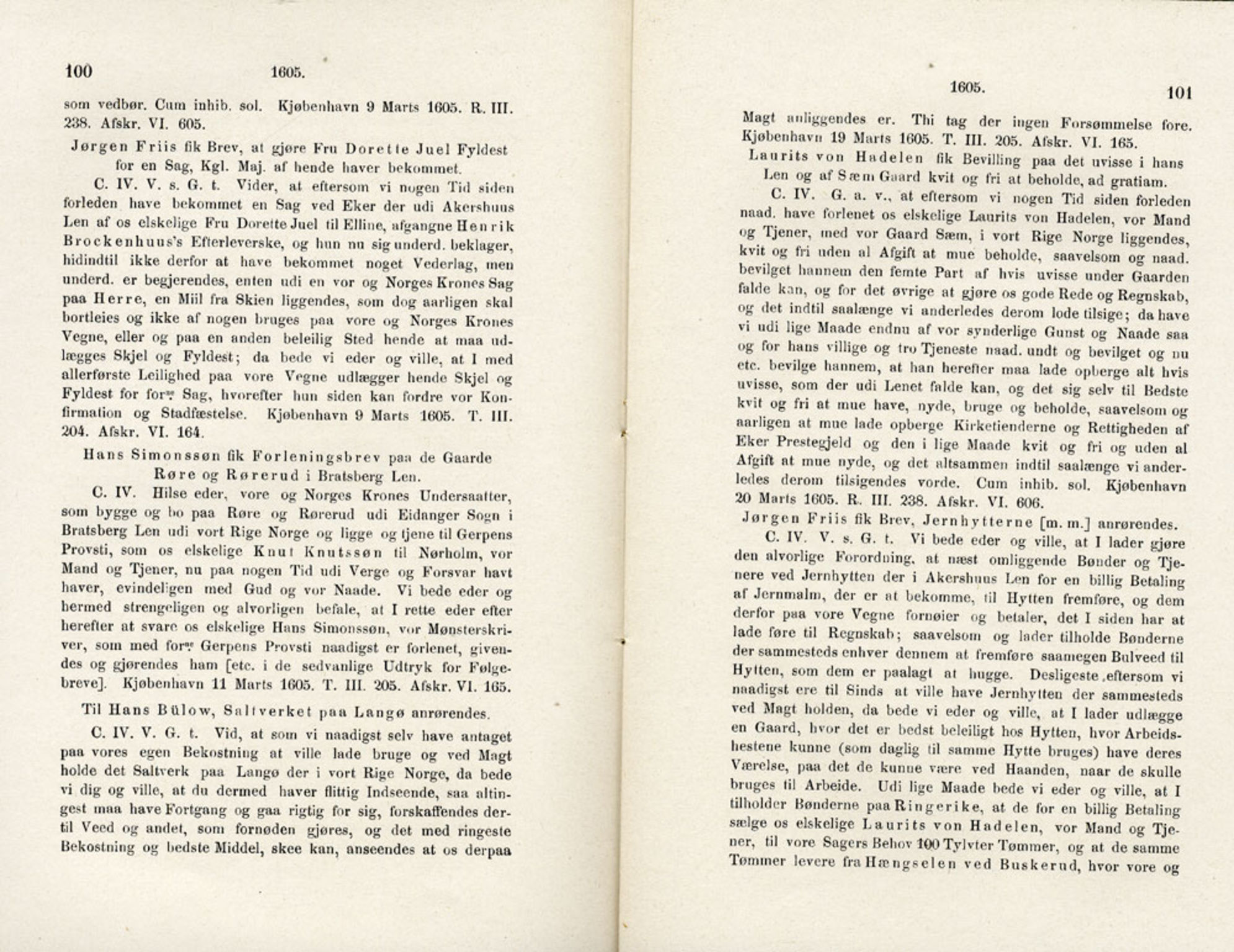 Publikasjoner utgitt av Det Norske Historiske Kildeskriftfond, PUBL/-/-/-: Norske Rigs-Registranter, bind 4, 1603-1618, p. 100-101