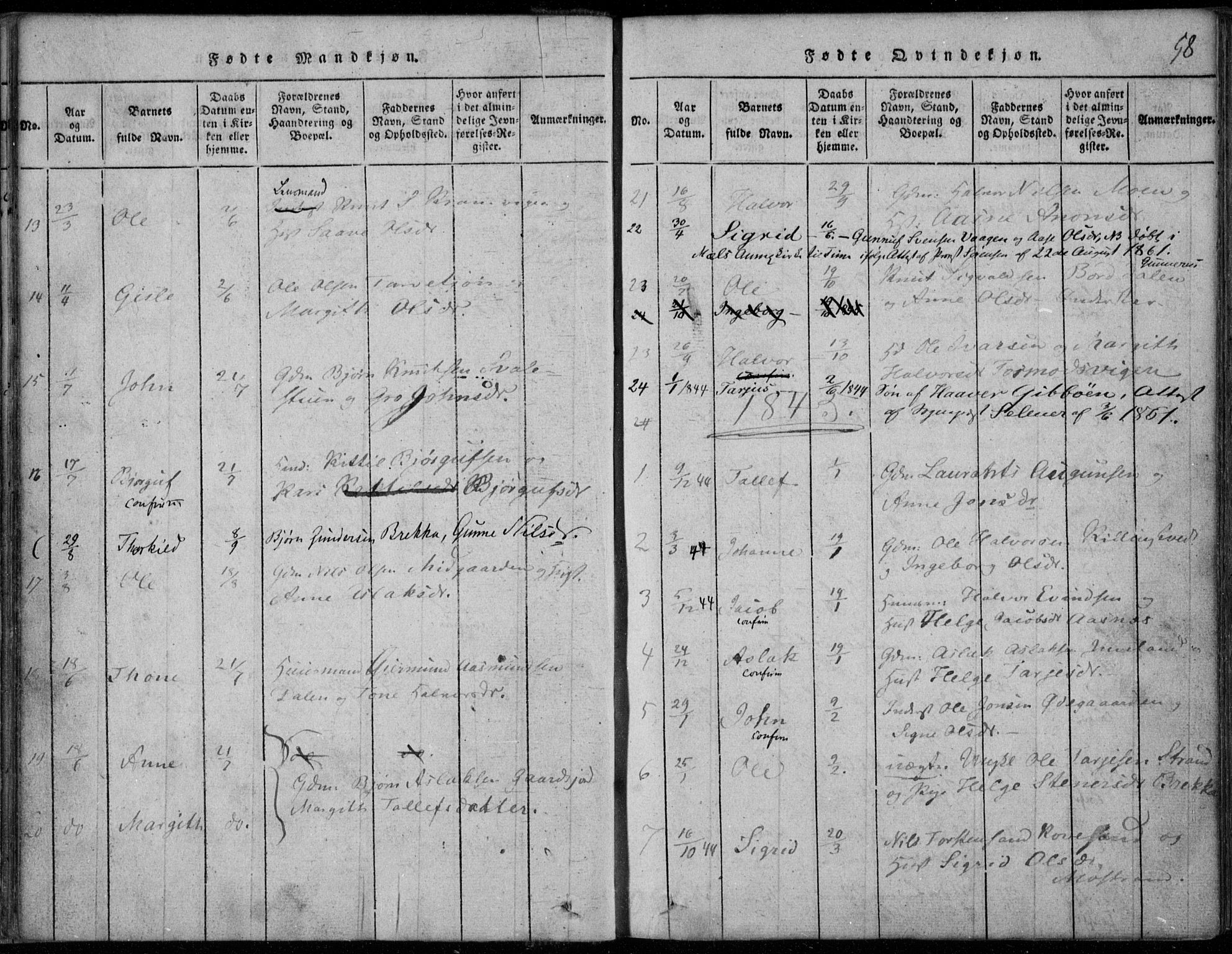 Rauland kirkebøker, SAKO/A-292/F/Fa/L0001: Parish register (official) no. 1, 1814-1859, p. 58