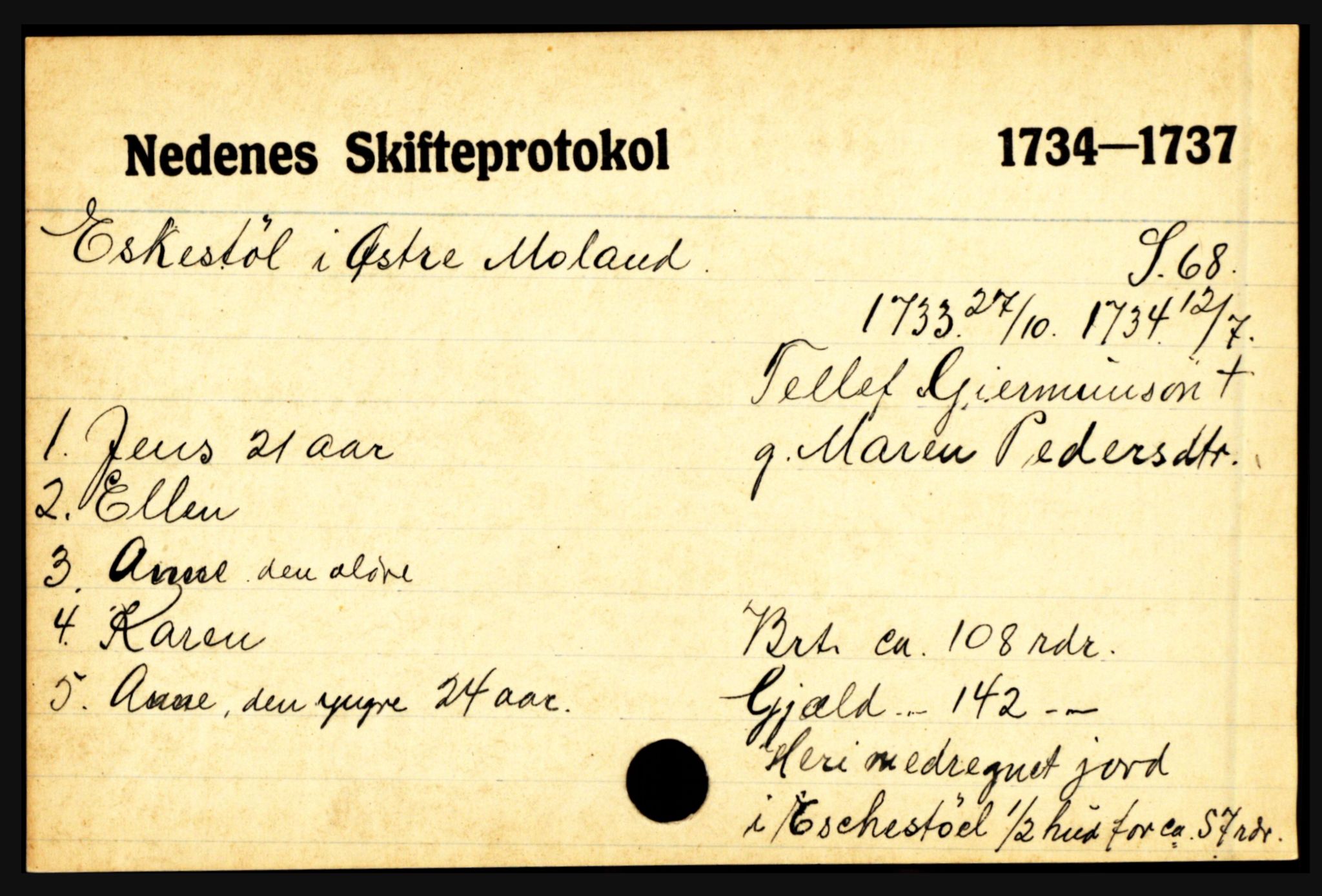 Nedenes sorenskriveri før 1824, AV/SAK-1221-0007/H, p. 6267