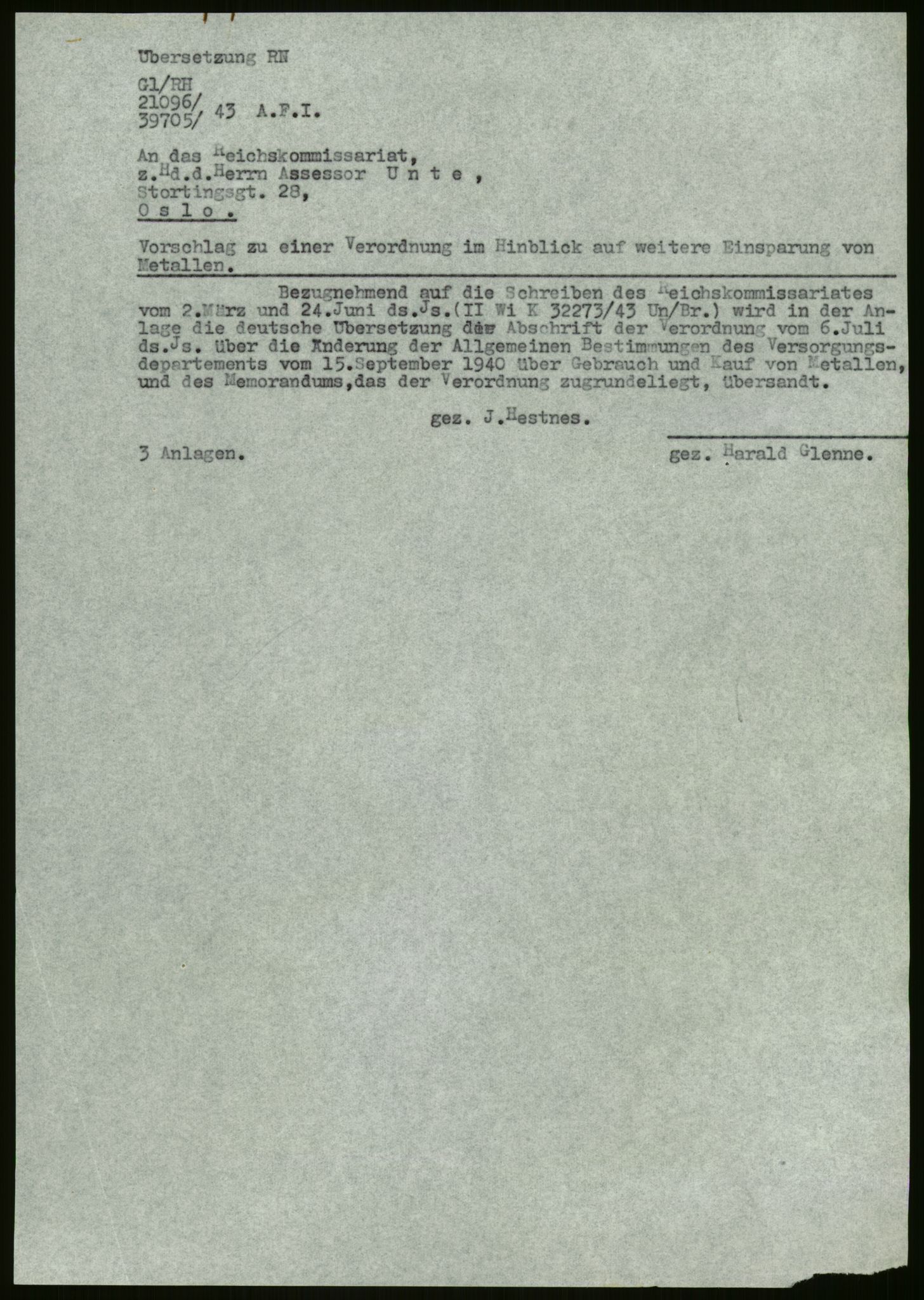 Direktoratet for industriforsyning, Sekretariatet, AV/RA-S-4153/D/Df/L0054: 9. Metallkontoret, 1940-1945, p. 27