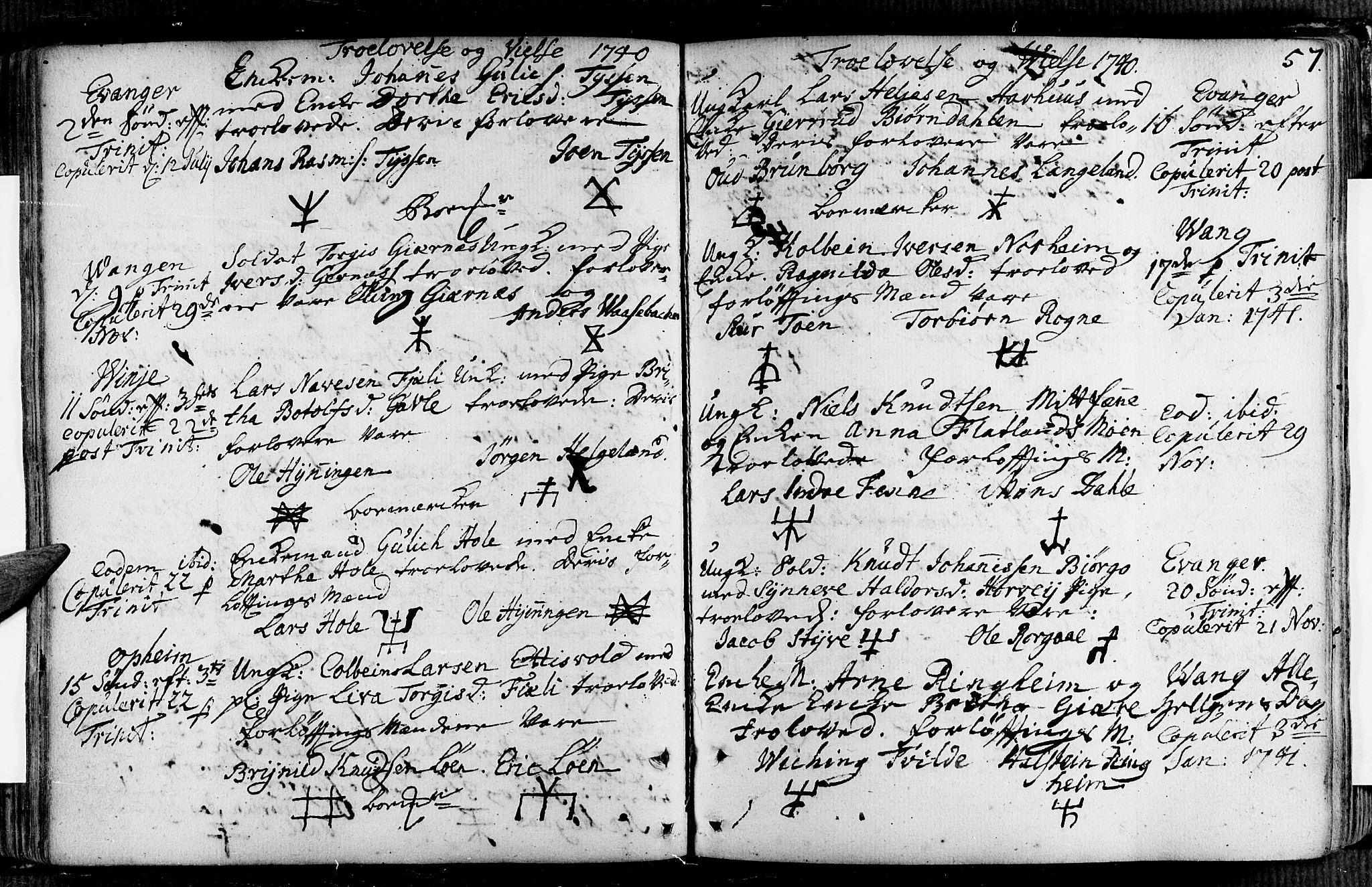 Voss sokneprestembete, AV/SAB-A-79001/H/Haa: Parish register (official) no. A 7, 1731-1773, p. 57