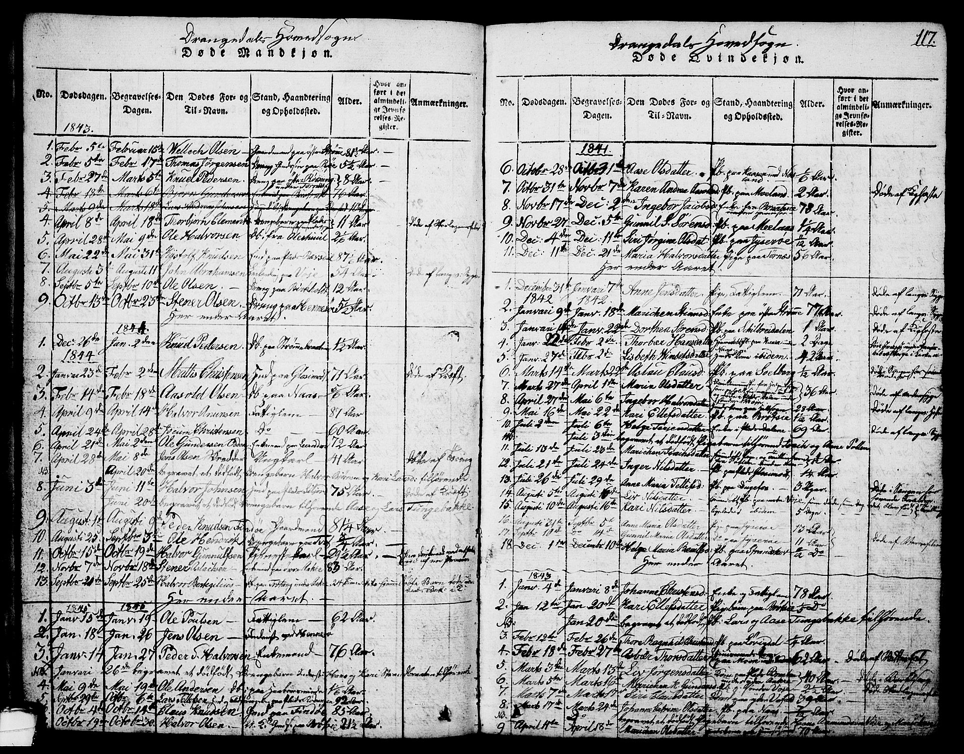 Drangedal kirkebøker, SAKO/A-258/G/Ga/L0001: Parish register (copy) no. I 1 /1, 1814-1856, p. 117