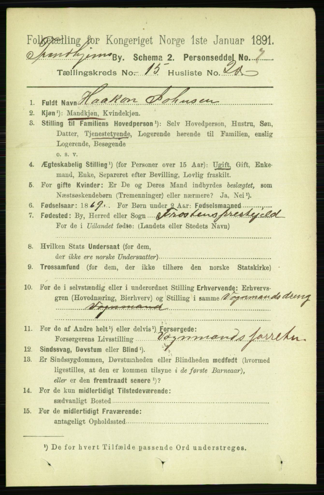 RA, 1891 census for 1601 Trondheim, 1891, p. 11806
