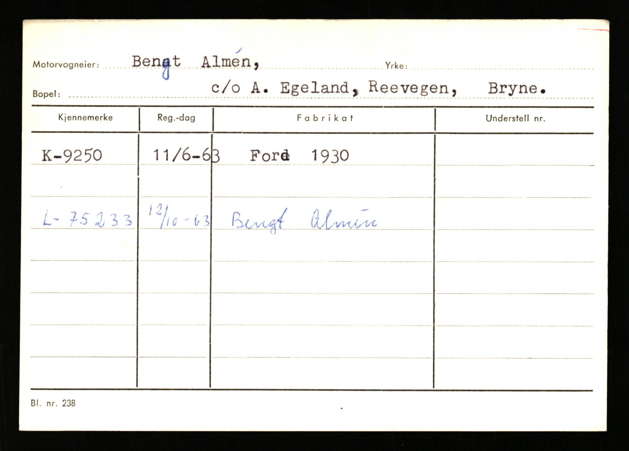 Stavanger trafikkstasjon, SAST/A-101942/0/G/L0002: Registreringsnummer: 5791 - 10405, 1930-1971, p. 2311