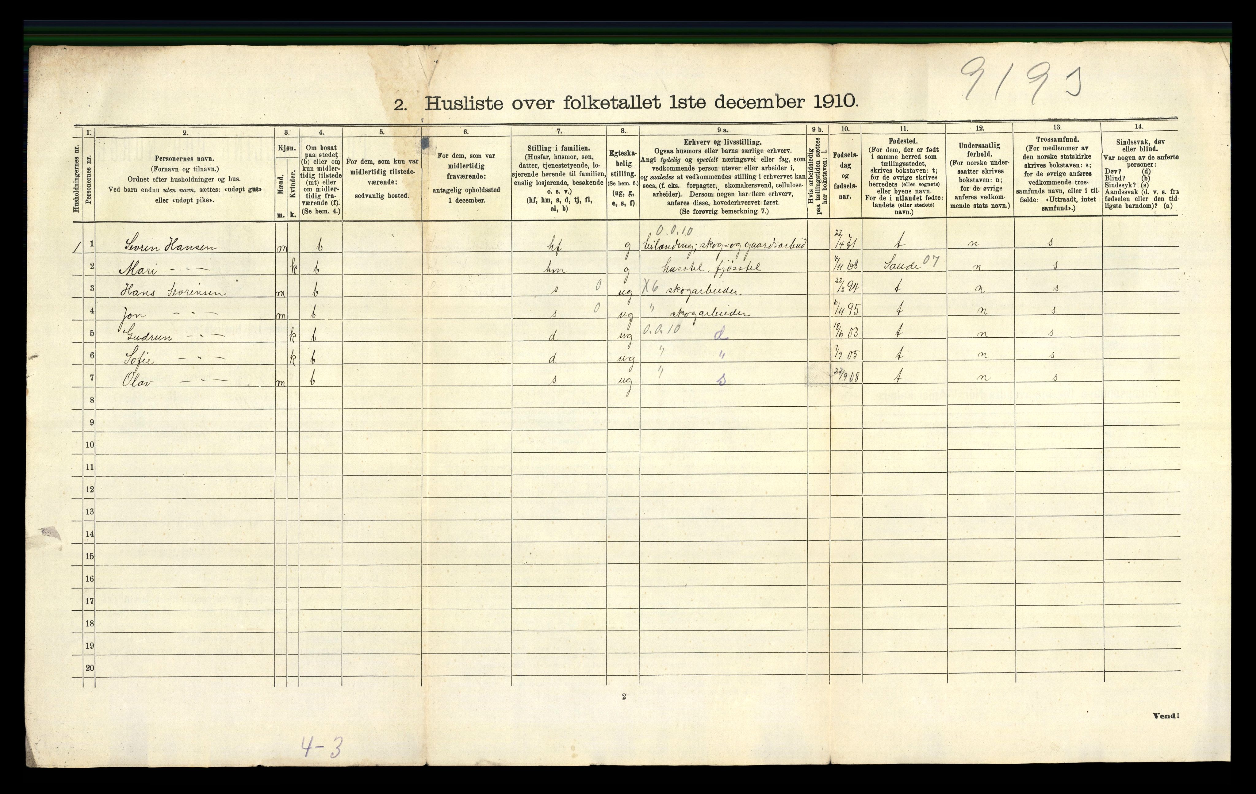 RA, 1910 census for Gjerpen, 1910, p. 690