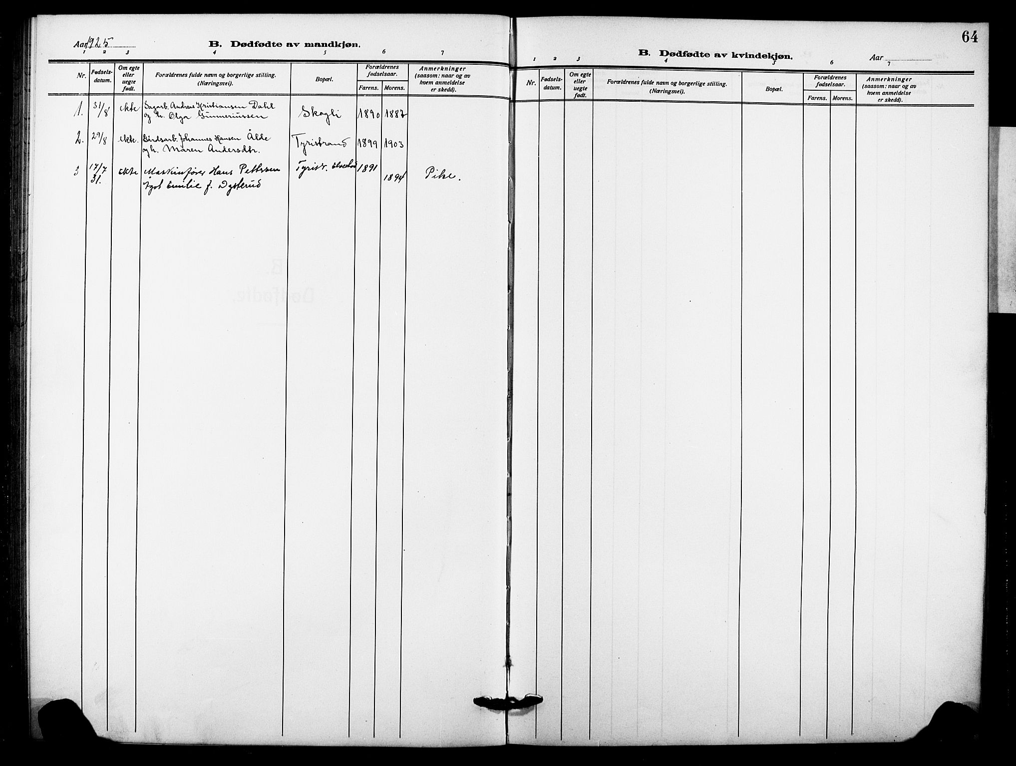 Hole kirkebøker, AV/SAKO-A-228/G/Gb/L0005: Parish register (copy) no. II 5, 1915-1932, p. 64