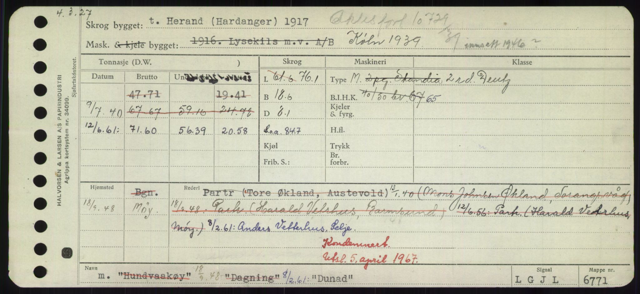 Sjøfartsdirektoratet med forløpere, Skipsmålingen, RA/S-1627/H/Hd/L0008: Fartøy, C-D, p. 697