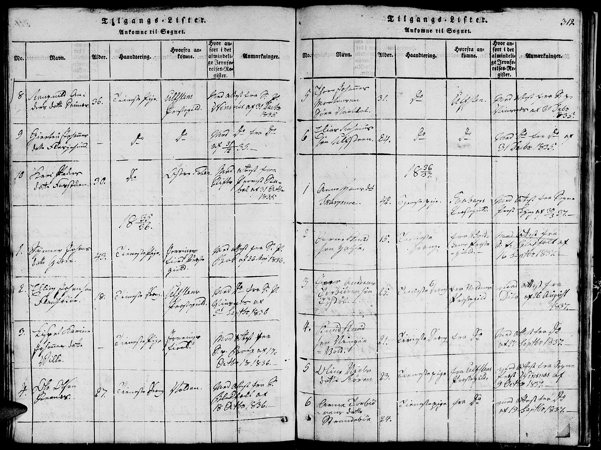 Ministerialprotokoller, klokkerbøker og fødselsregistre - Møre og Romsdal, AV/SAT-A-1454/507/L0078: Parish register (copy) no. 507C01, 1816-1840, p. 312