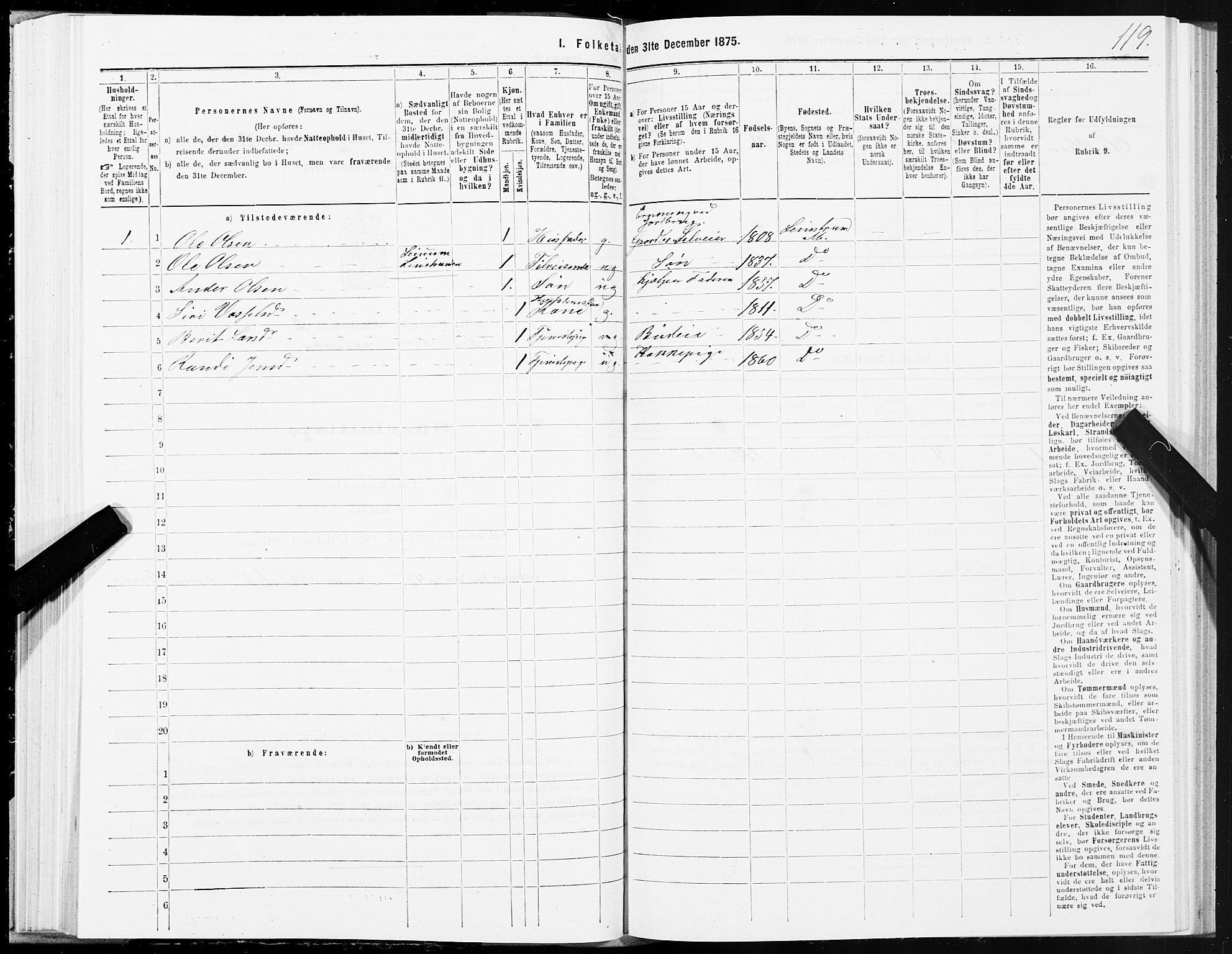 SAT, 1875 census for 1653P Melhus, 1875, p. 8119