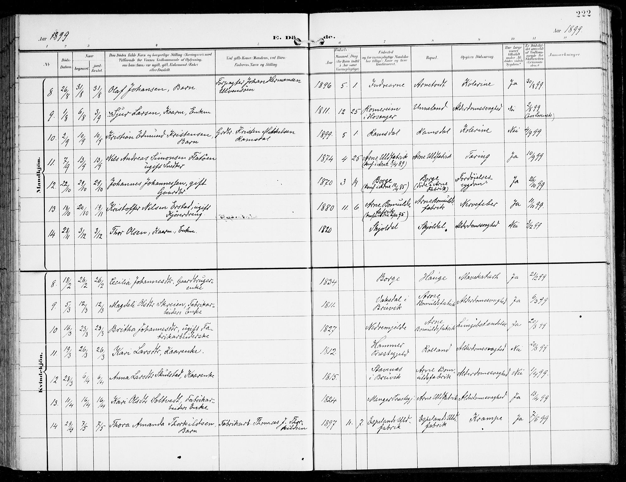 Haus sokneprestembete, AV/SAB-A-75601/H/Haa: Parish register (official) no. D 2, 1899-1912, p. 222