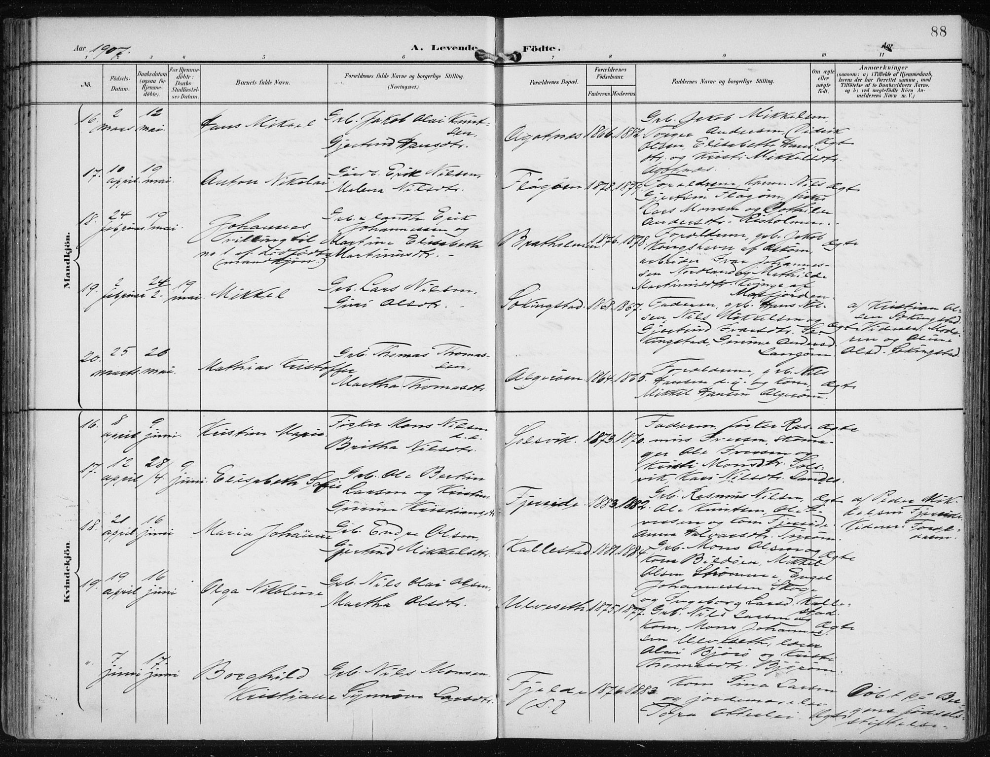Fjell sokneprestembete, SAB/A-75301/H/Haa: Parish register (official) no. A  9, 1899-1910, p. 88
