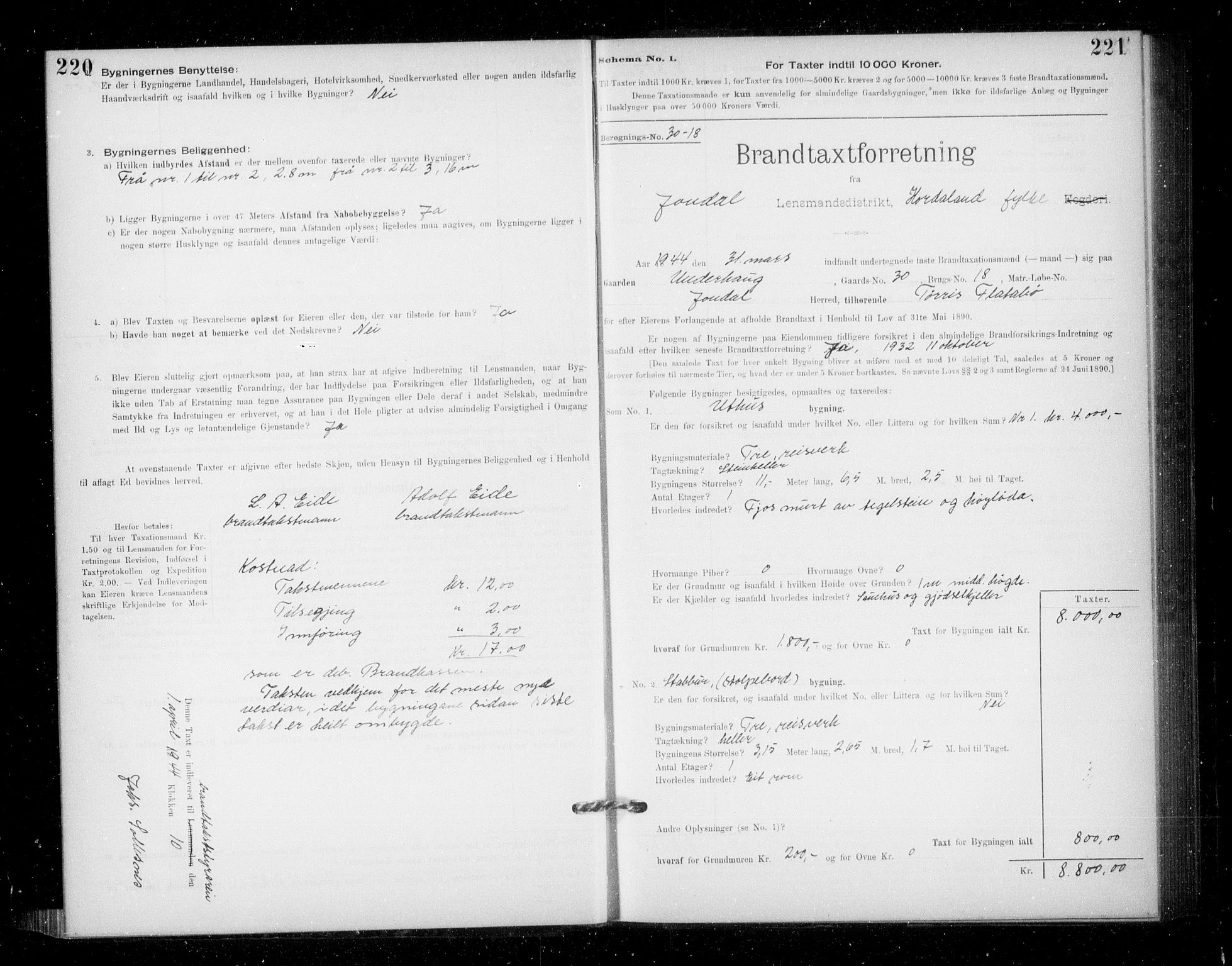 Lensmannen i Jondal, AV/SAB-A-33101/0012/L0005: Branntakstprotokoll, skjematakst, 1894-1951, p. 220-221