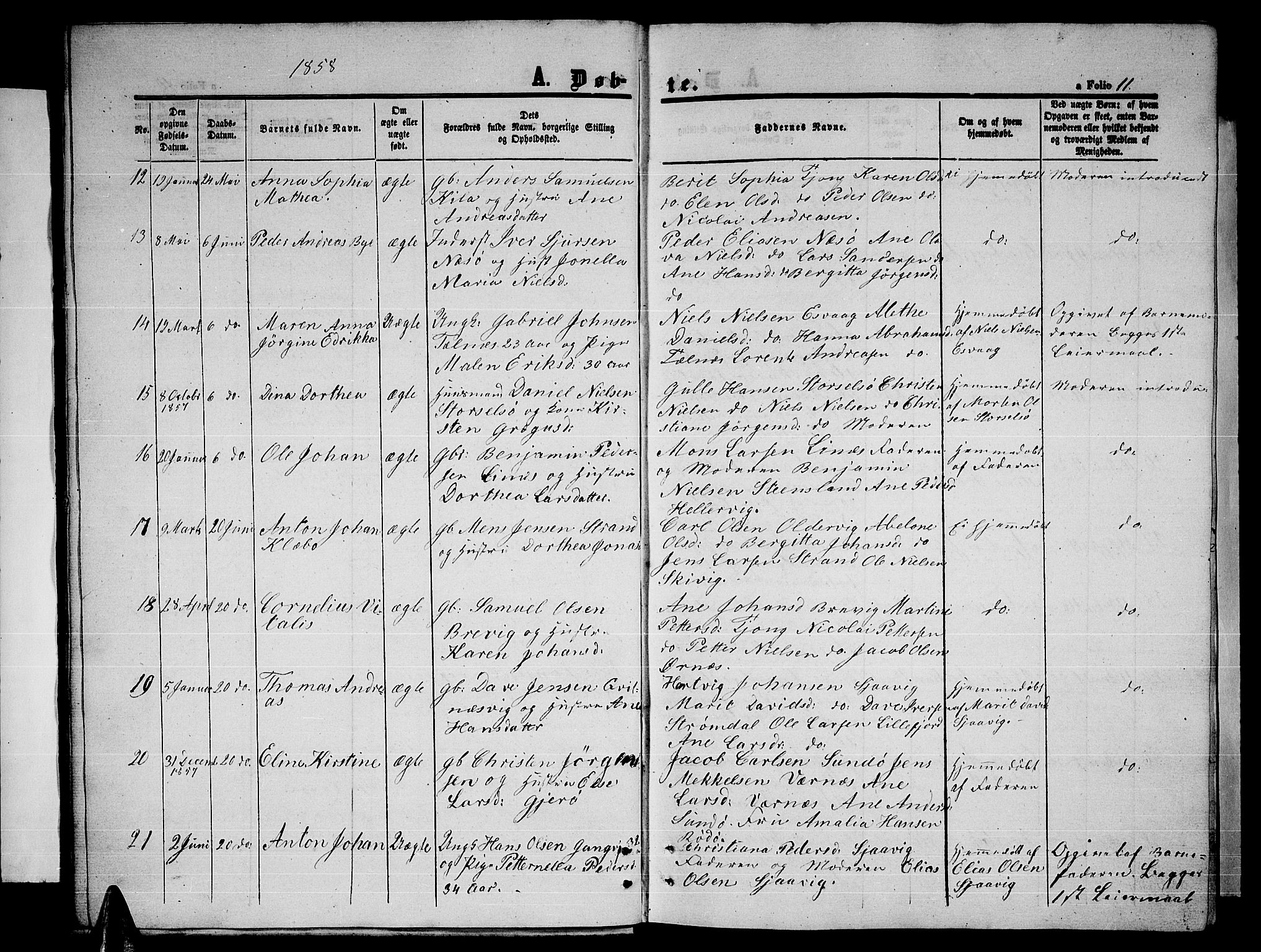 Ministerialprotokoller, klokkerbøker og fødselsregistre - Nordland, AV/SAT-A-1459/841/L0619: Parish register (copy) no. 841C03, 1856-1876, p. 11