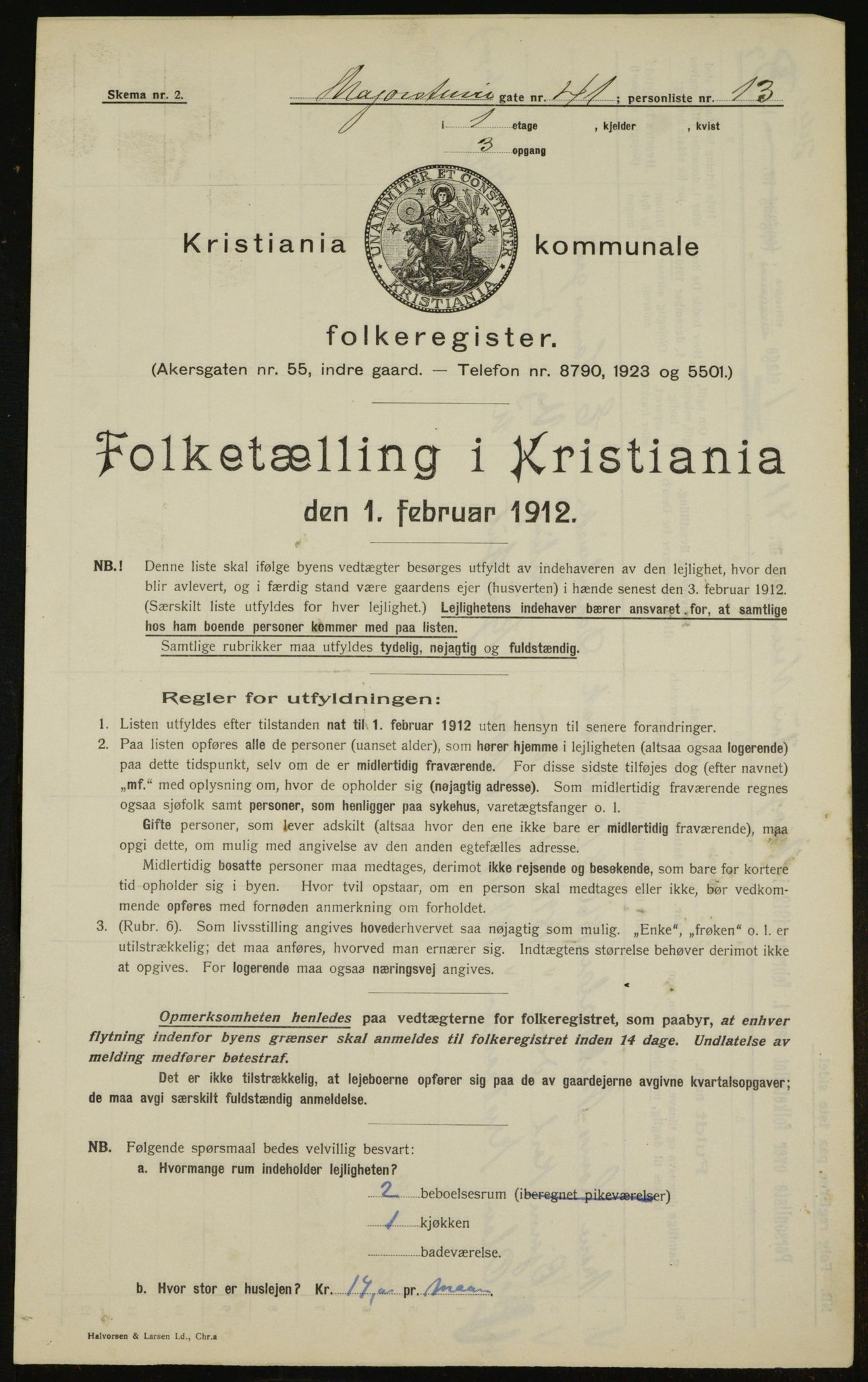 OBA, Municipal Census 1912 for Kristiania, 1912, p. 60408