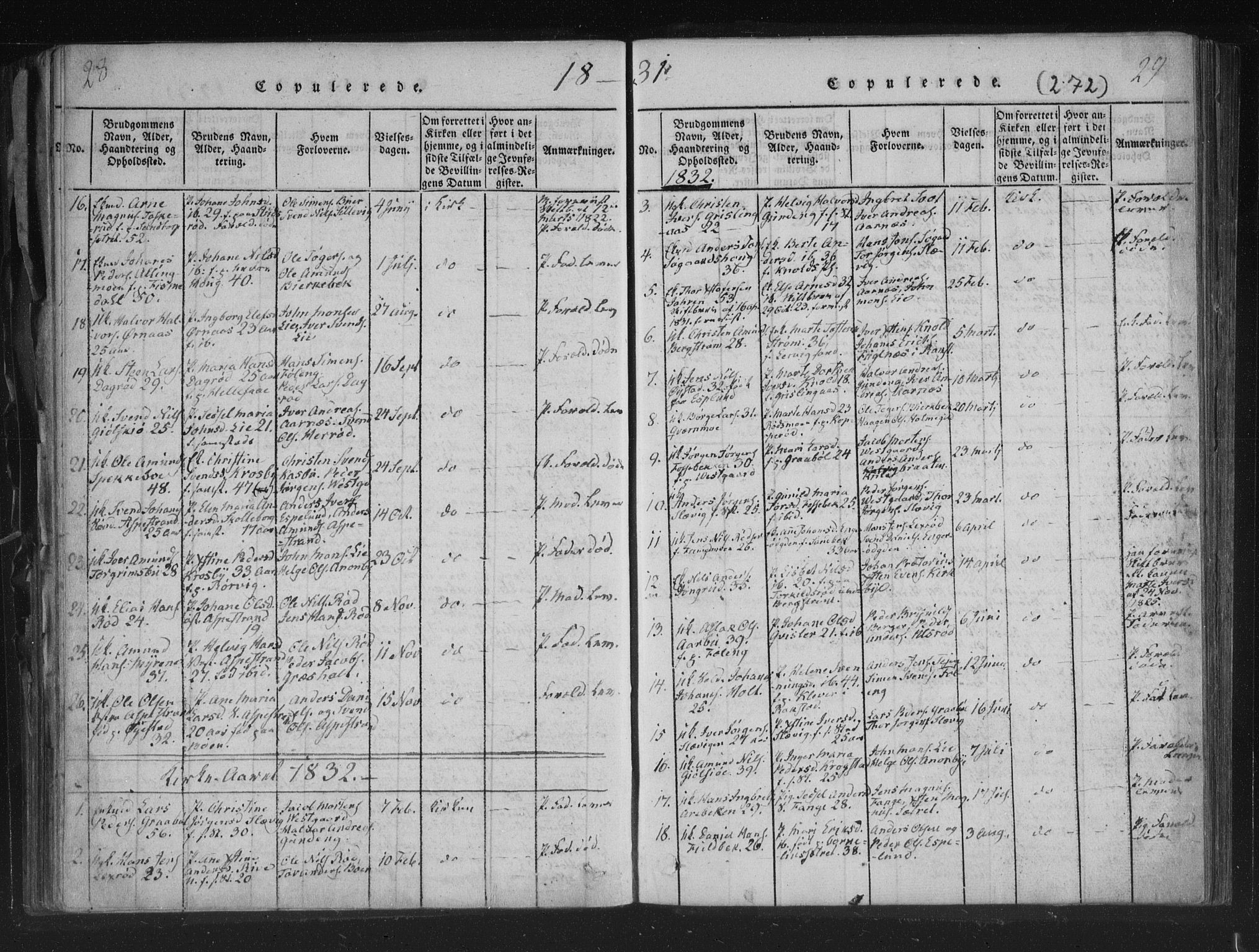 Aremark prestekontor Kirkebøker, AV/SAO-A-10899/F/Fc/L0001: Parish register (official) no. III 1, 1814-1834, p. 28-29