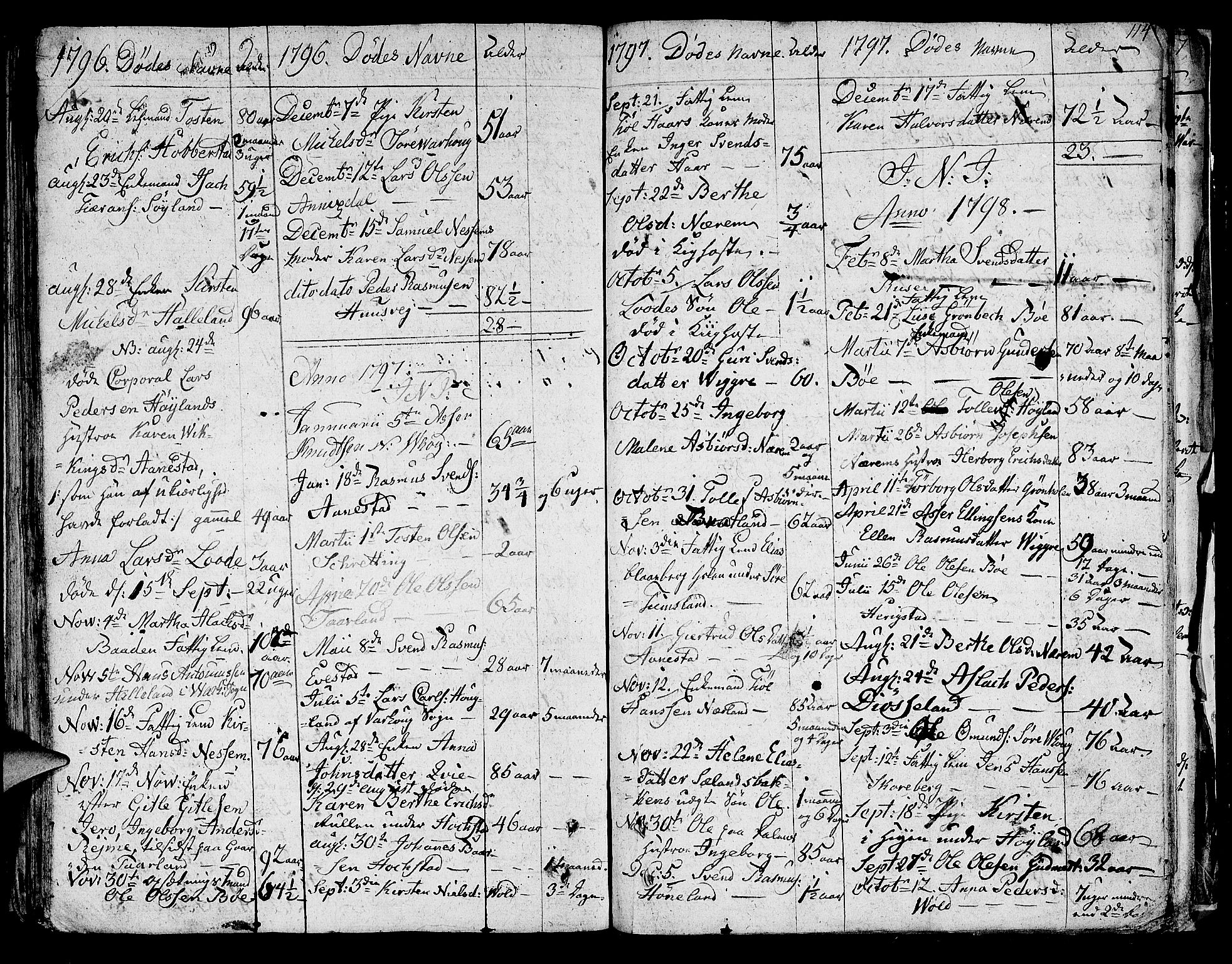 Hå sokneprestkontor, SAST/A-101801/001/30BA/L0001: Parish register (official) no. A 1, 1787-1812, p. 114