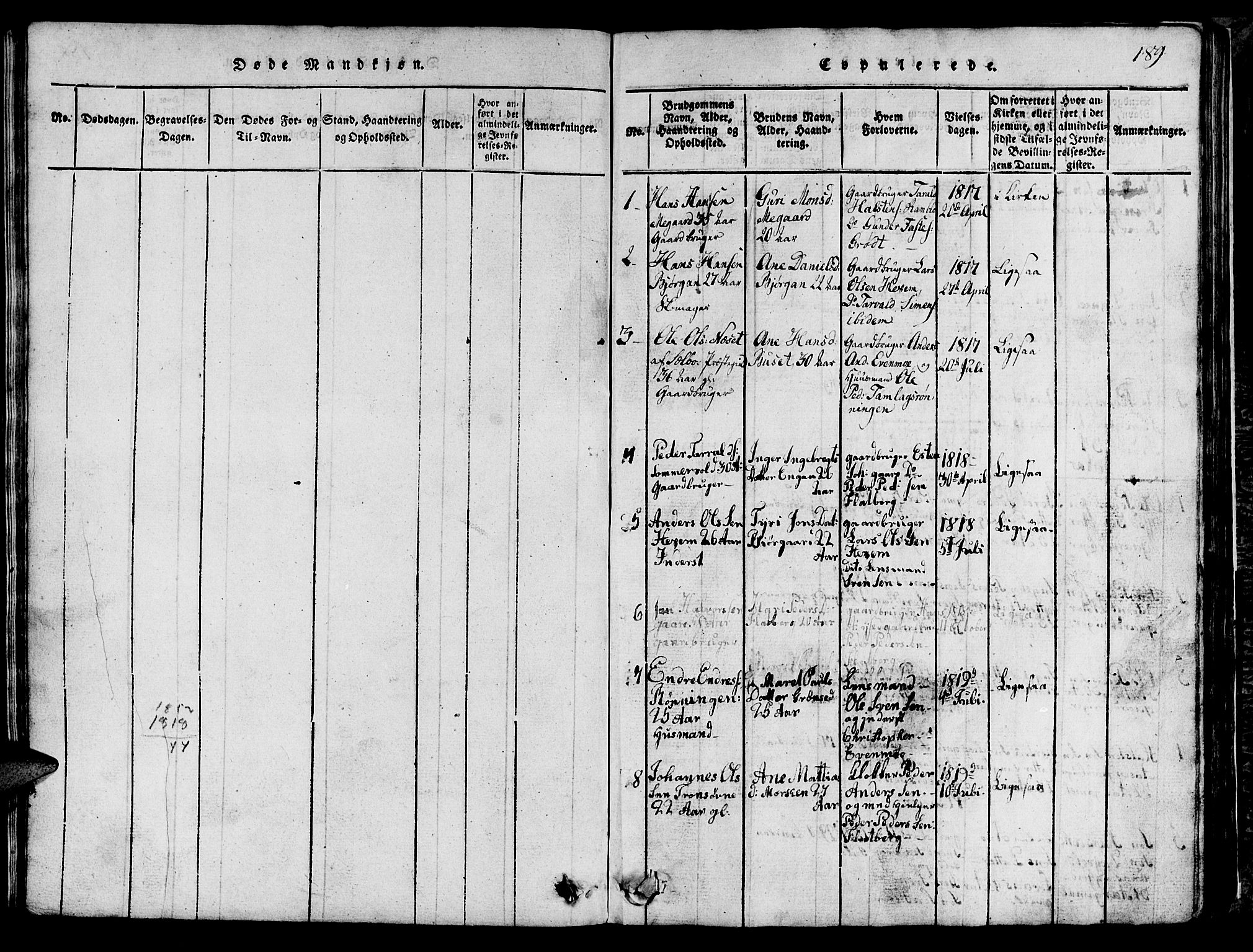 Ministerialprotokoller, klokkerbøker og fødselsregistre - Sør-Trøndelag, SAT/A-1456/685/L0976: Parish register (copy) no. 685C01, 1817-1878, p. 189