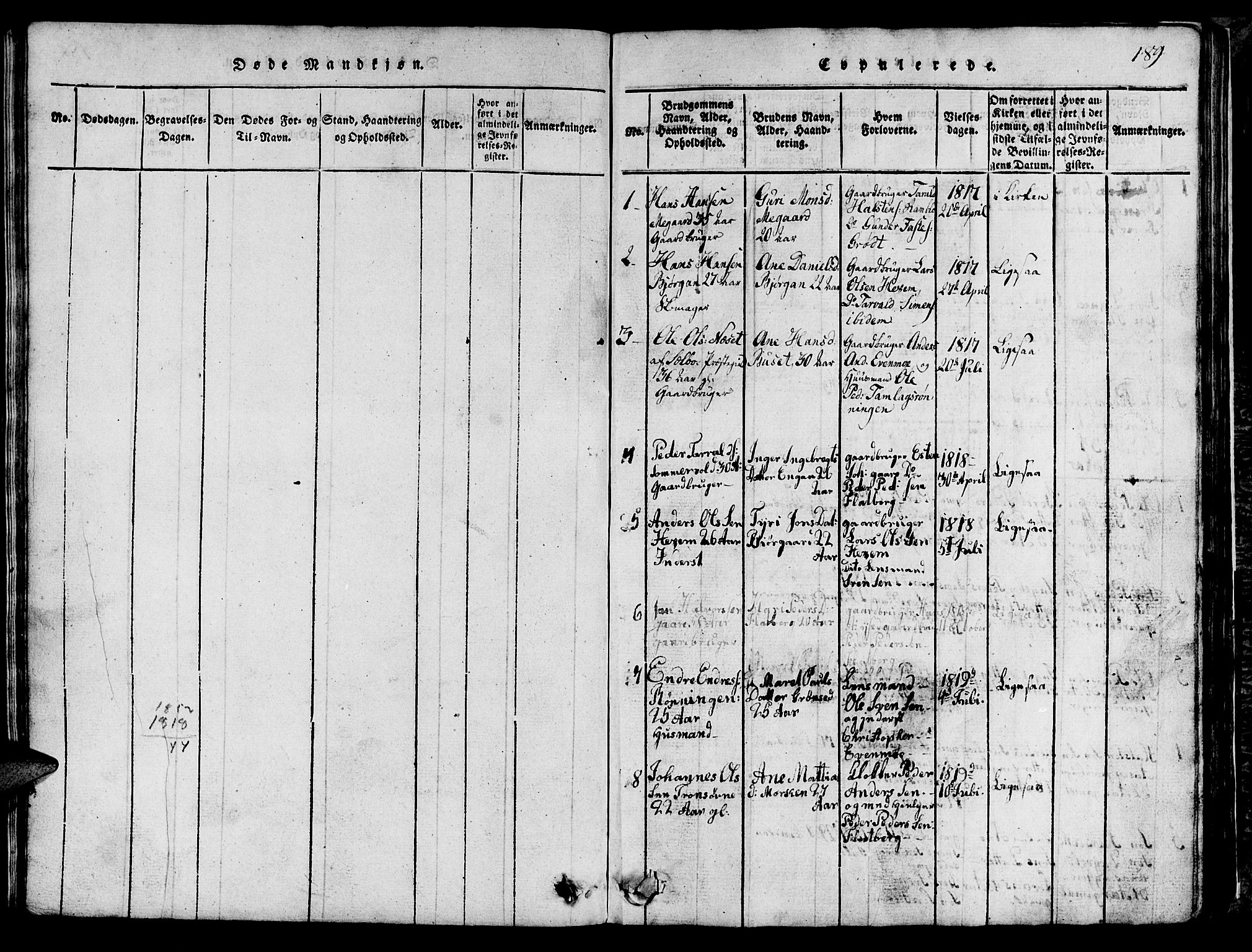 Ministerialprotokoller, klokkerbøker og fødselsregistre - Sør-Trøndelag, AV/SAT-A-1456/685/L0976: Parish register (copy) no. 685C01, 1817-1878, p. 189