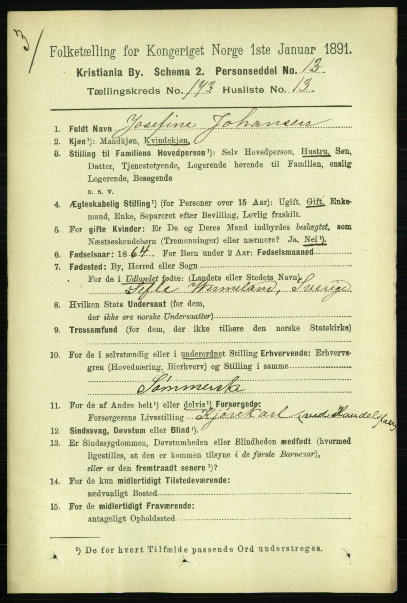 RA, 1891 census for 0301 Kristiania, 1891, p. 103498
