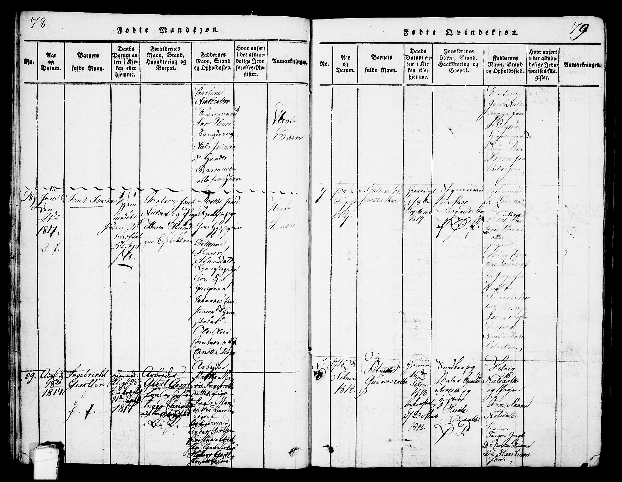 Porsgrunn kirkebøker , SAKO/A-104/G/Gb/L0001: Parish register (copy) no. II 1, 1817-1828, p. 78-79