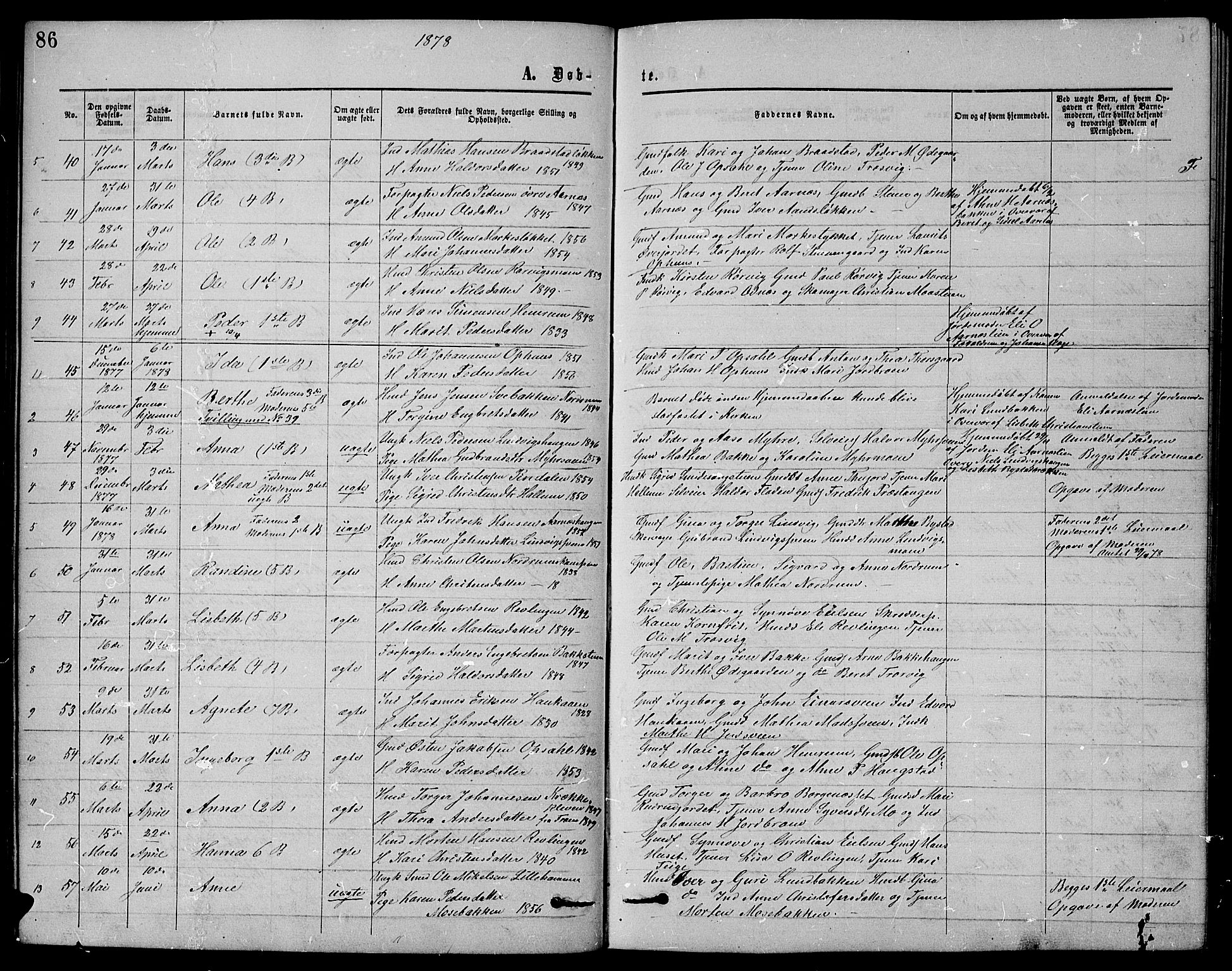 Ringebu prestekontor, SAH/PREST-082/H/Ha/Hab/L0004: Parish register (copy) no. 4, 1867-1879, p. 86