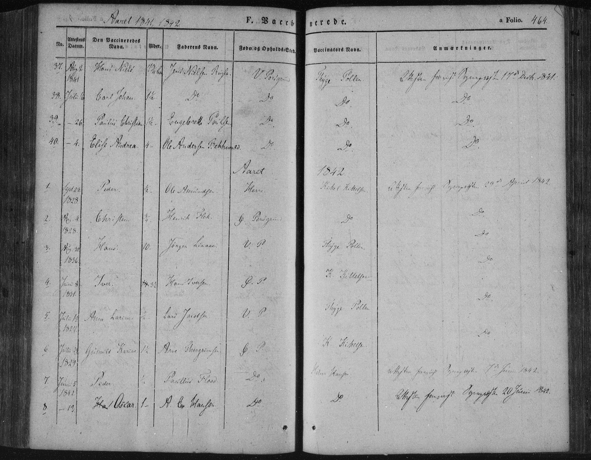 Porsgrunn kirkebøker , SAKO/A-104/F/Fa/L0006: Parish register (official) no. 6, 1841-1857, p. 464