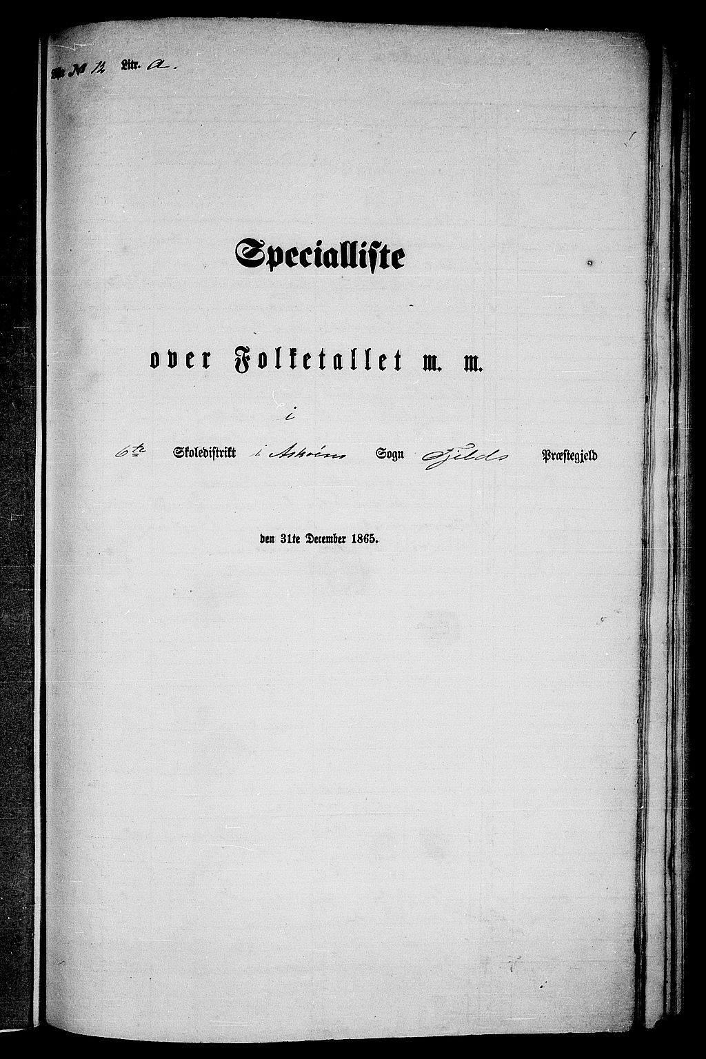 RA, 1865 census for Fjell, 1865, p. 188