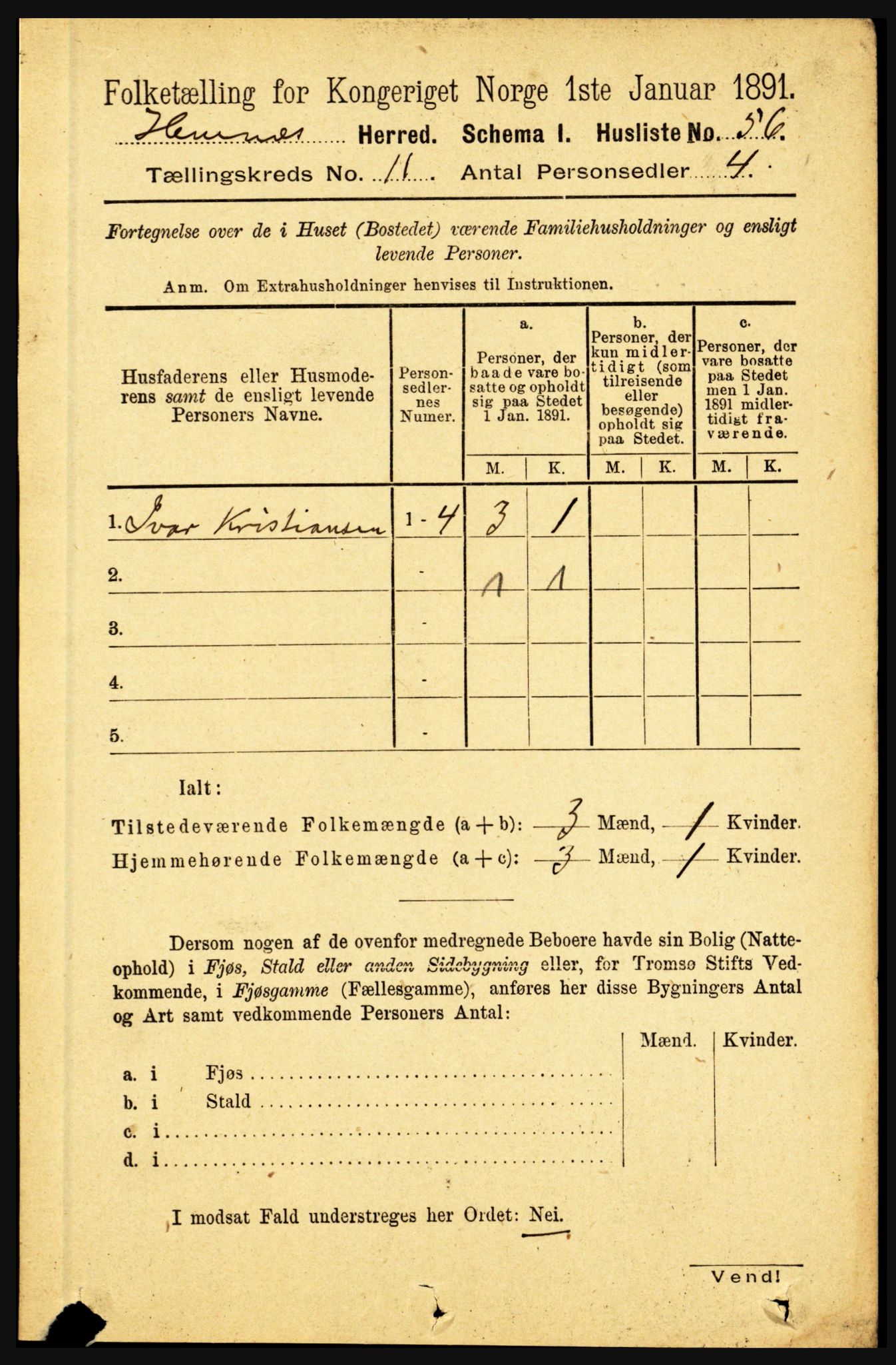 RA, 1891 census for 1832 Hemnes, 1891, p. 5299