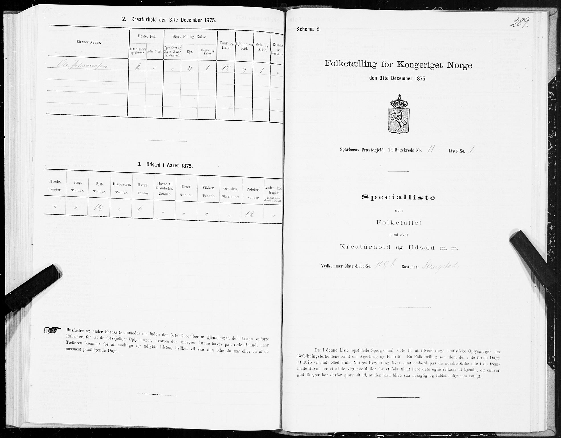 SAT, 1875 census for 1731P Sparbu, 1875, p. 4289
