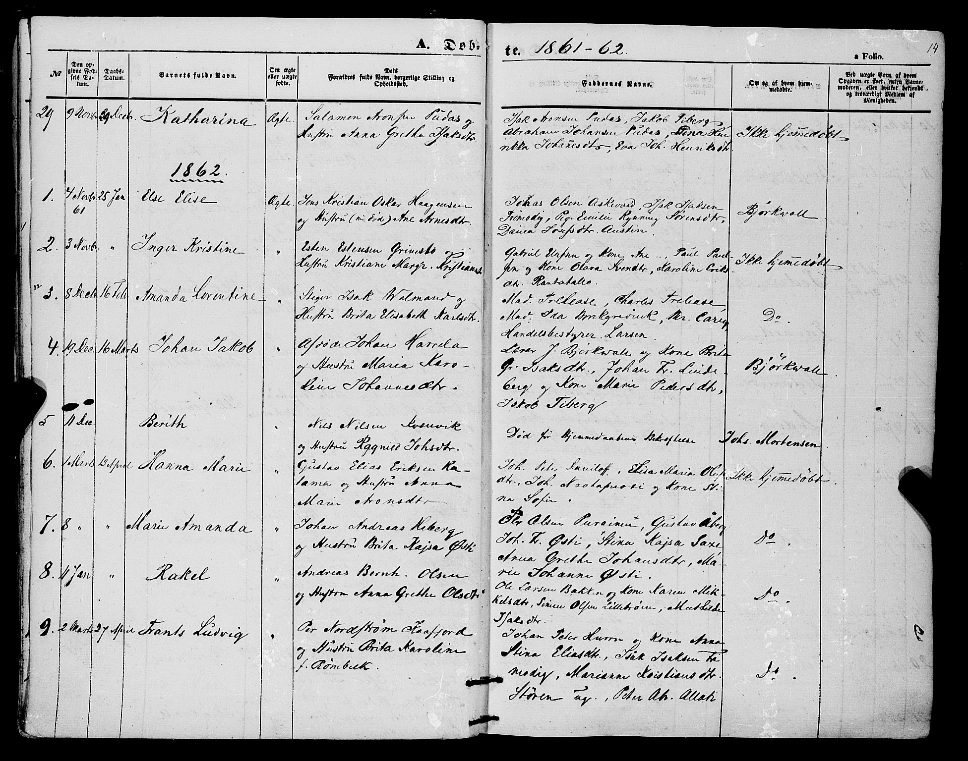 Alta sokneprestkontor, SATØ/S-1338/H/Ha/L0004.kirke: Parish register (official) no. 4, 1858-1880, p. 14
