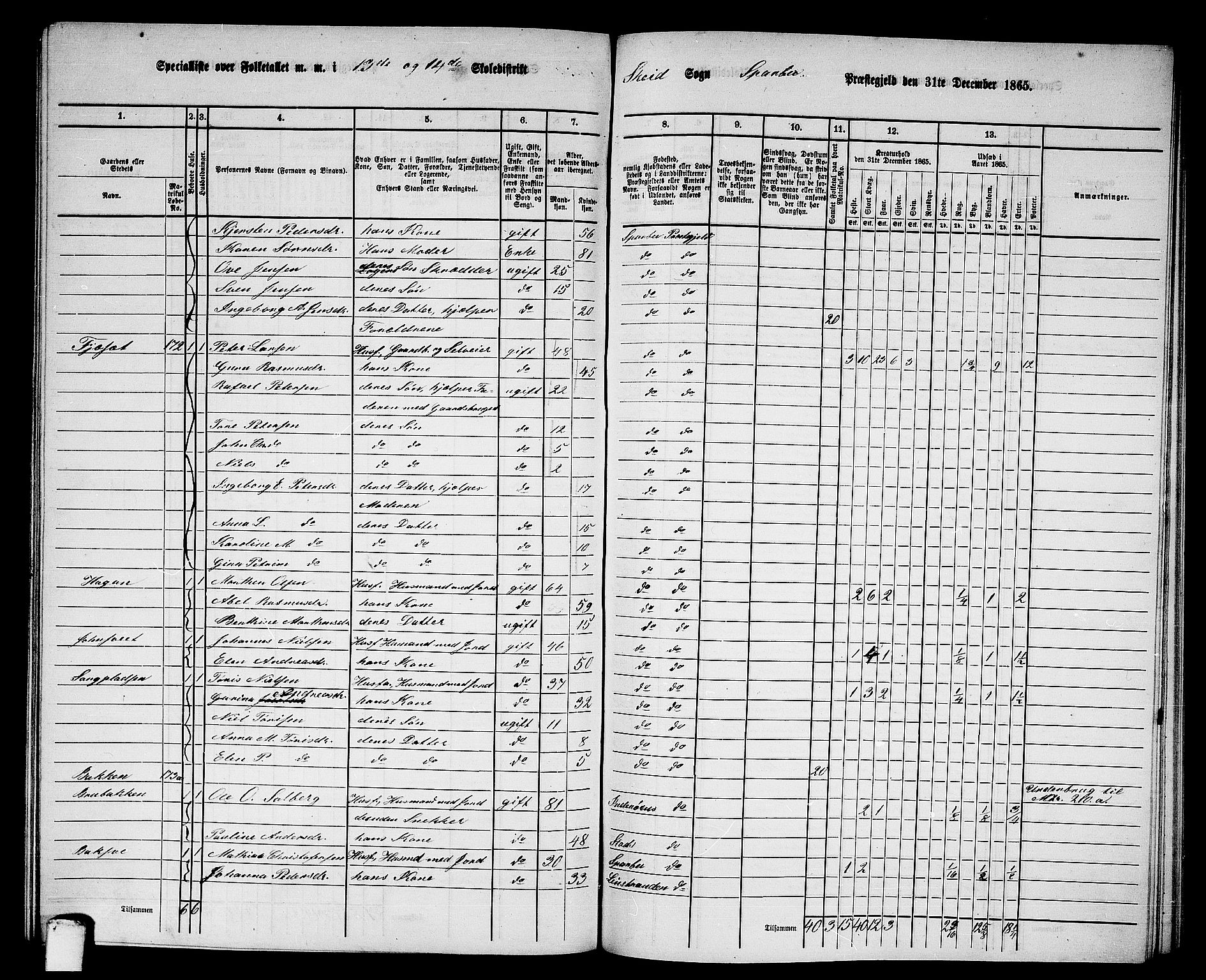 RA, 1865 census for Sparbu, 1865, p. 172