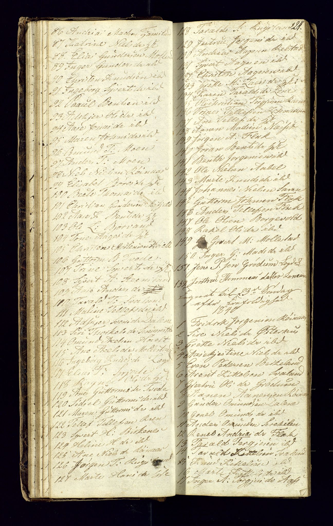 Birkenes sokneprestkontor, AV/SAK-1111-0004/F/Fc/L0002: Communicants register no. C-2, 1839-1849, p. 24