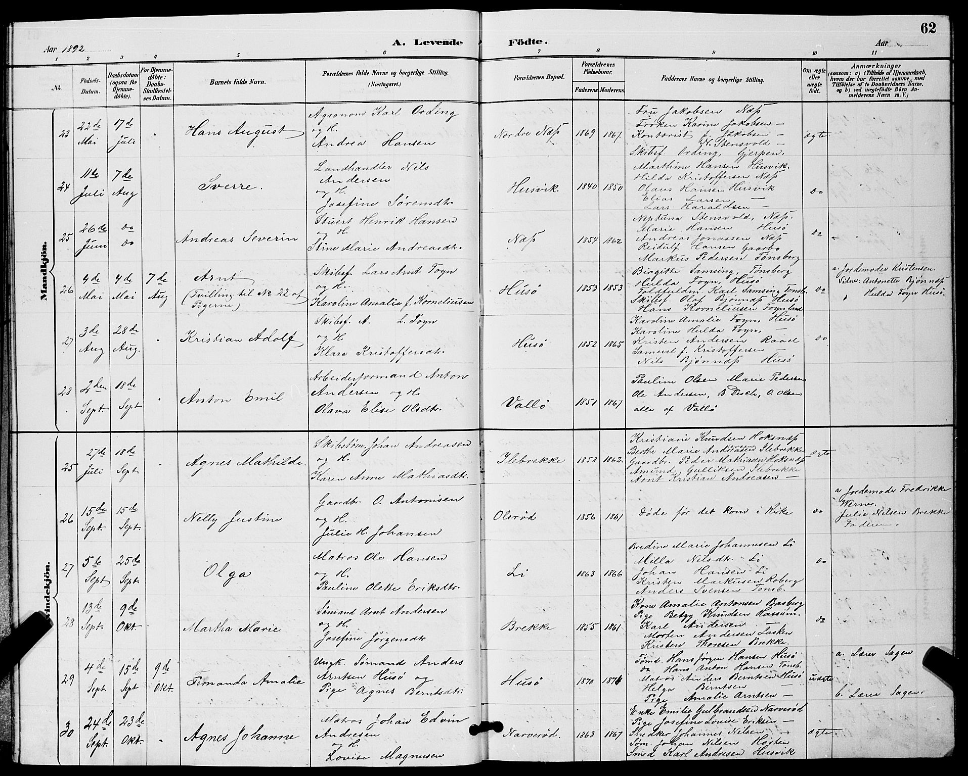 Sem kirkebøker, AV/SAKO-A-5/G/Gb/L0002: Parish register (copy) no. II 2, 1886-1899, p. 62