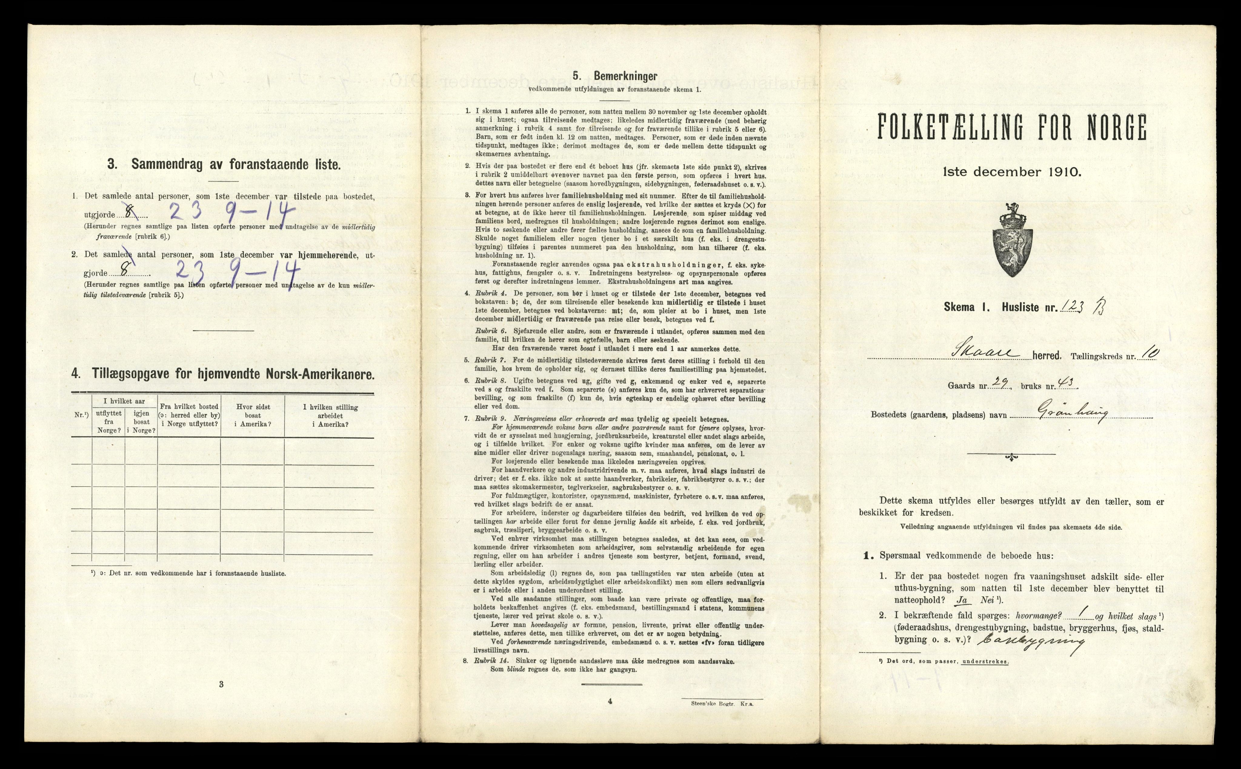 RA, 1910 census for Skåre, 1910, p. 1226