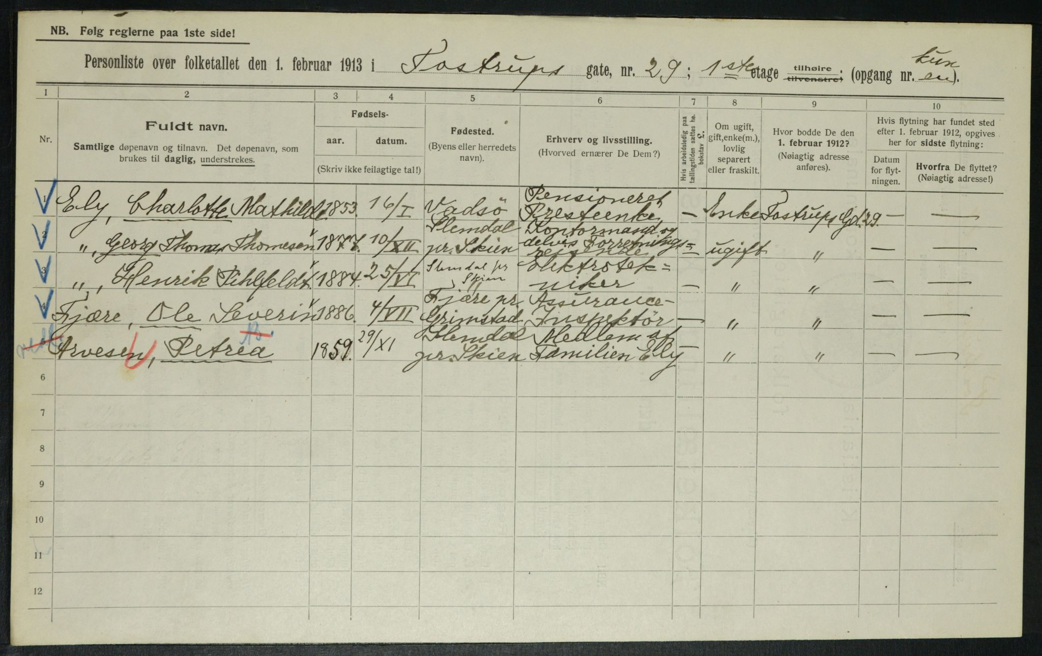 OBA, Municipal Census 1913 for Kristiania, 1913, p. 115292