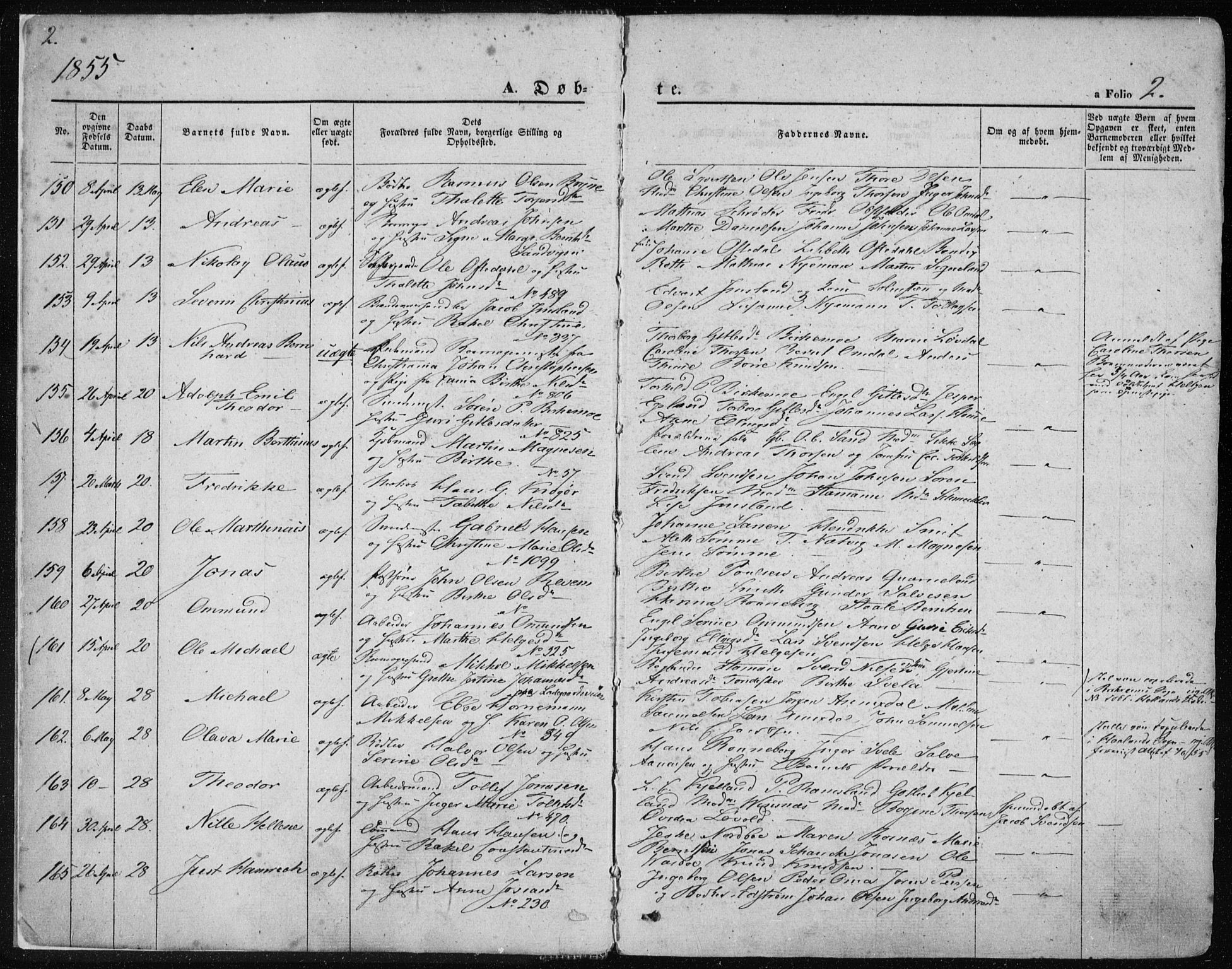 Domkirken sokneprestkontor, AV/SAST-A-101812/001/30/30BA/L0017: Parish register (official) no. A 16, 1855-1867, p. 2