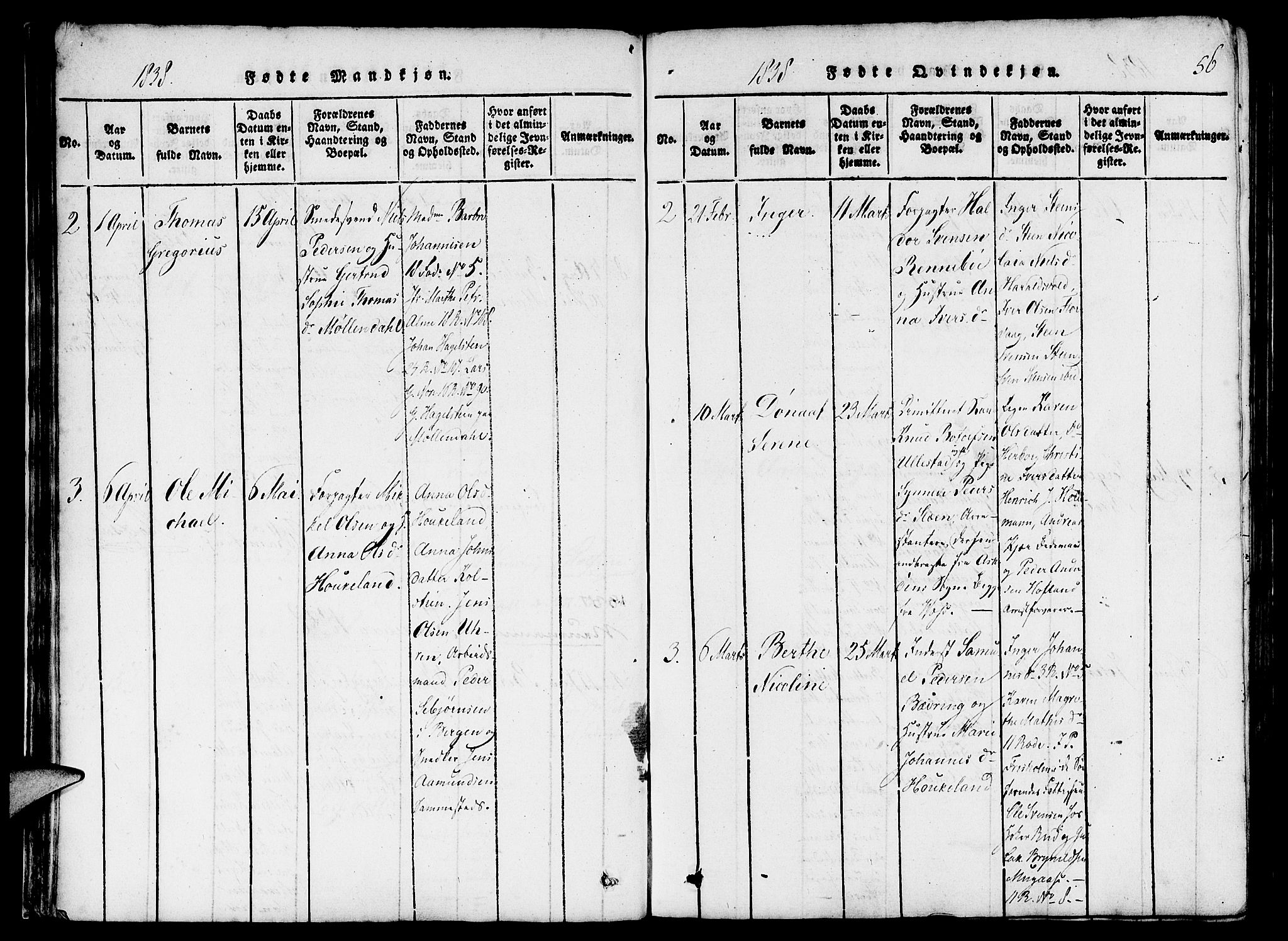 St. Jørgens hospital og Årstad sokneprestembete, AV/SAB-A-99934: Parish register (official) no. A 3, 1815-1843, p. 56