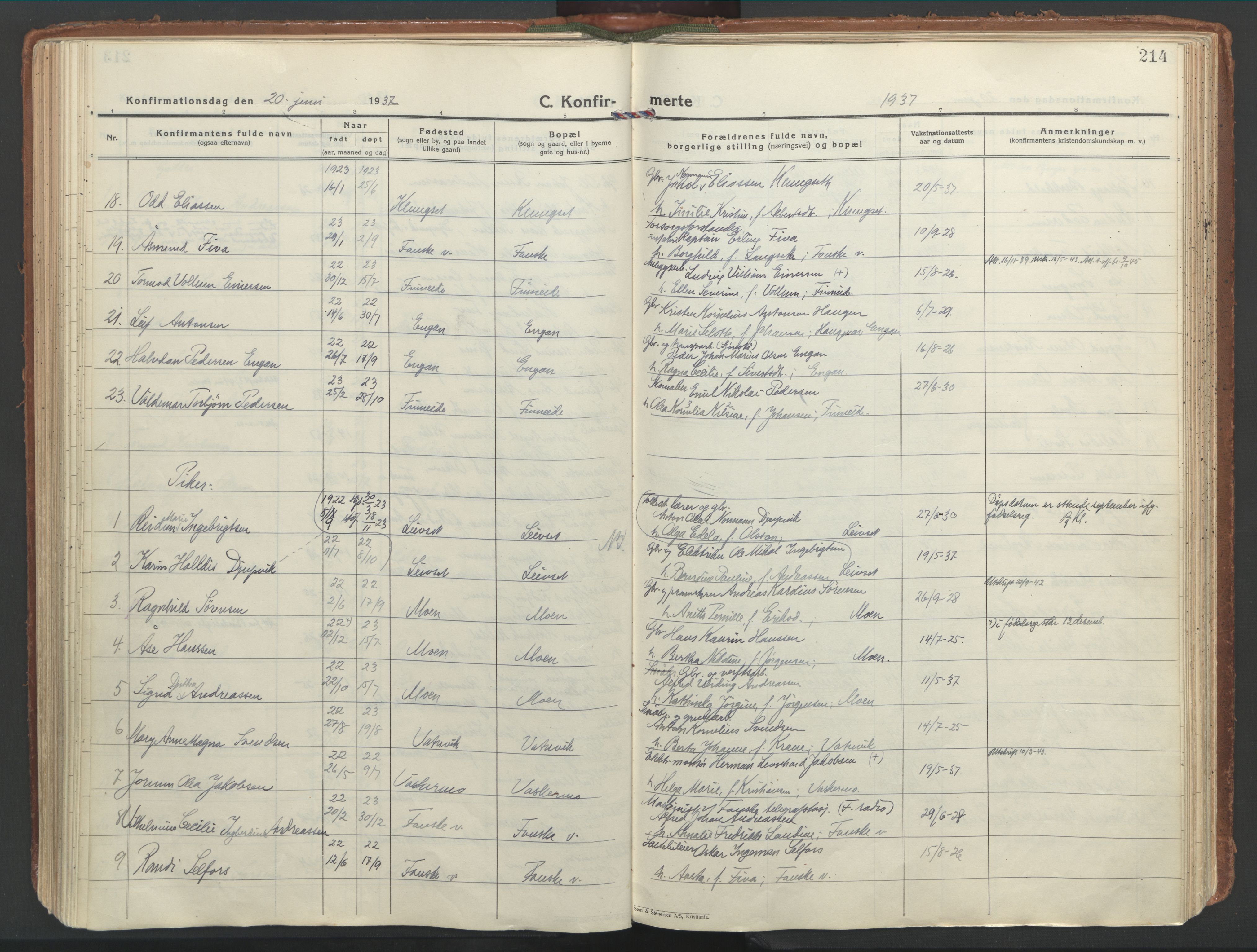 Ministerialprotokoller, klokkerbøker og fødselsregistre - Nordland, SAT/A-1459/849/L0699: Parish register (official) no. 849A10, 1924-1937, p. 214