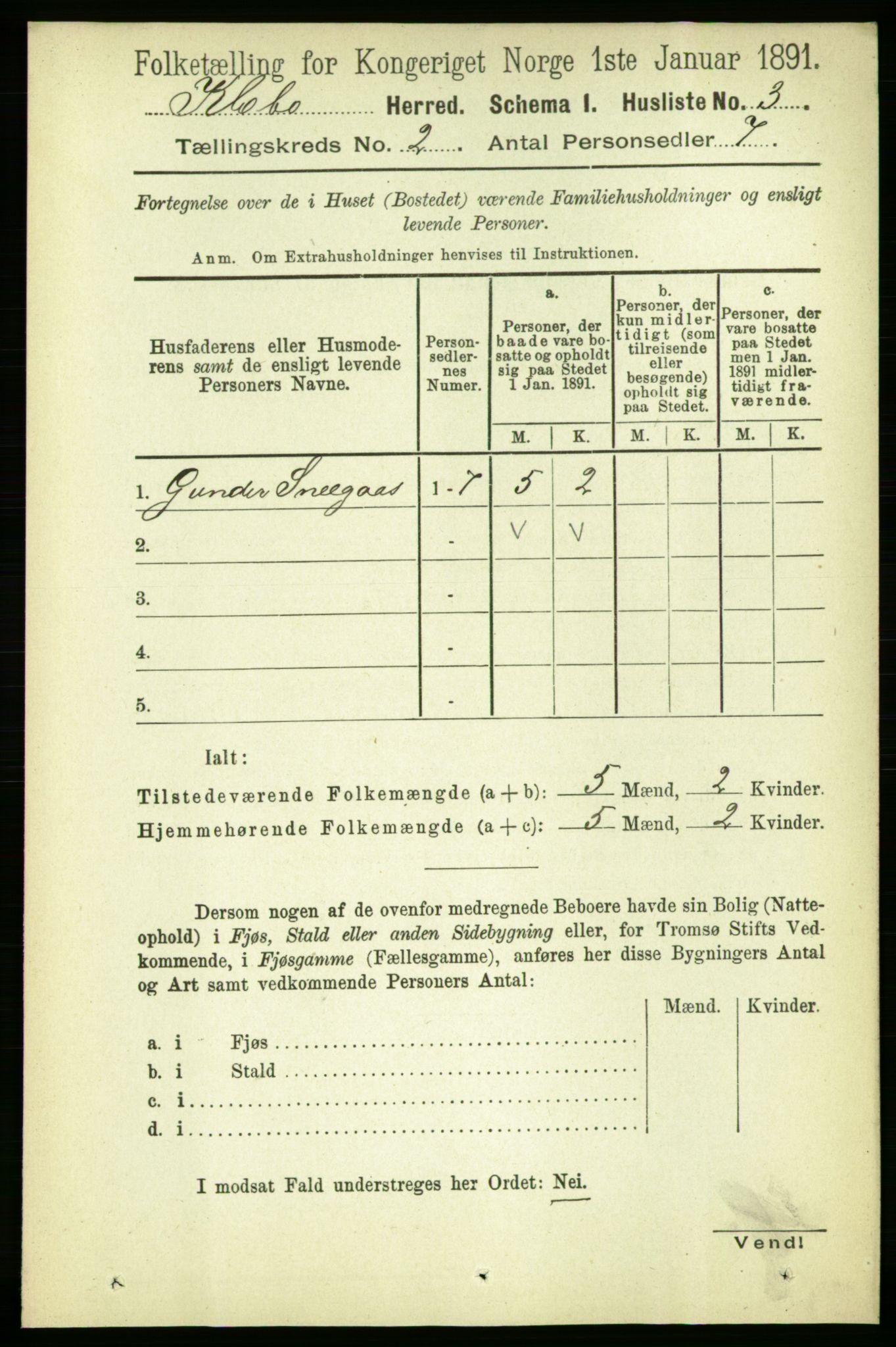 RA, 1891 census for 1662 Klæbu, 1891, p. 190